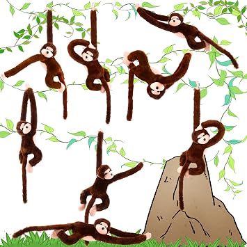 8 Pcs Hanging Monkey Stuffed Animal Toys Plush Monkey Toy Cute Soft Lifelike Monkey Plush Toys for Jungle Forest Animal Theme Party Favors Birthday Gift, 24 Inch Color Set 2