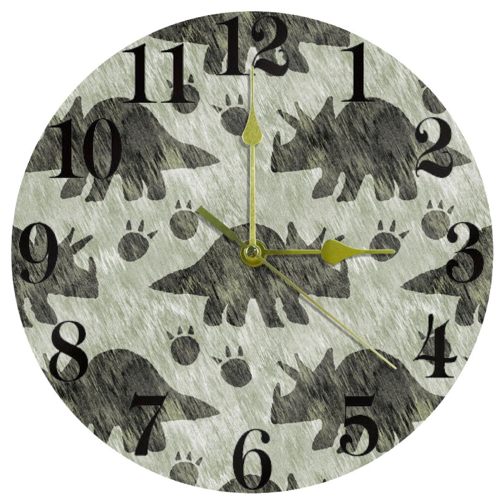 Horloge murale ronde silencieuse Jurassic Triceratops fonctionnement pile