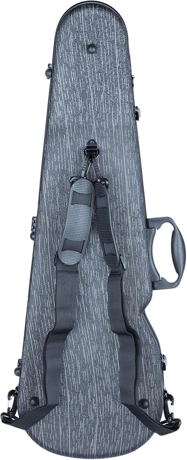 Cantana HiTech Compact Lightweight Violin Case with Velvet Interior and Two Bow Holders (Black Shooting Star)