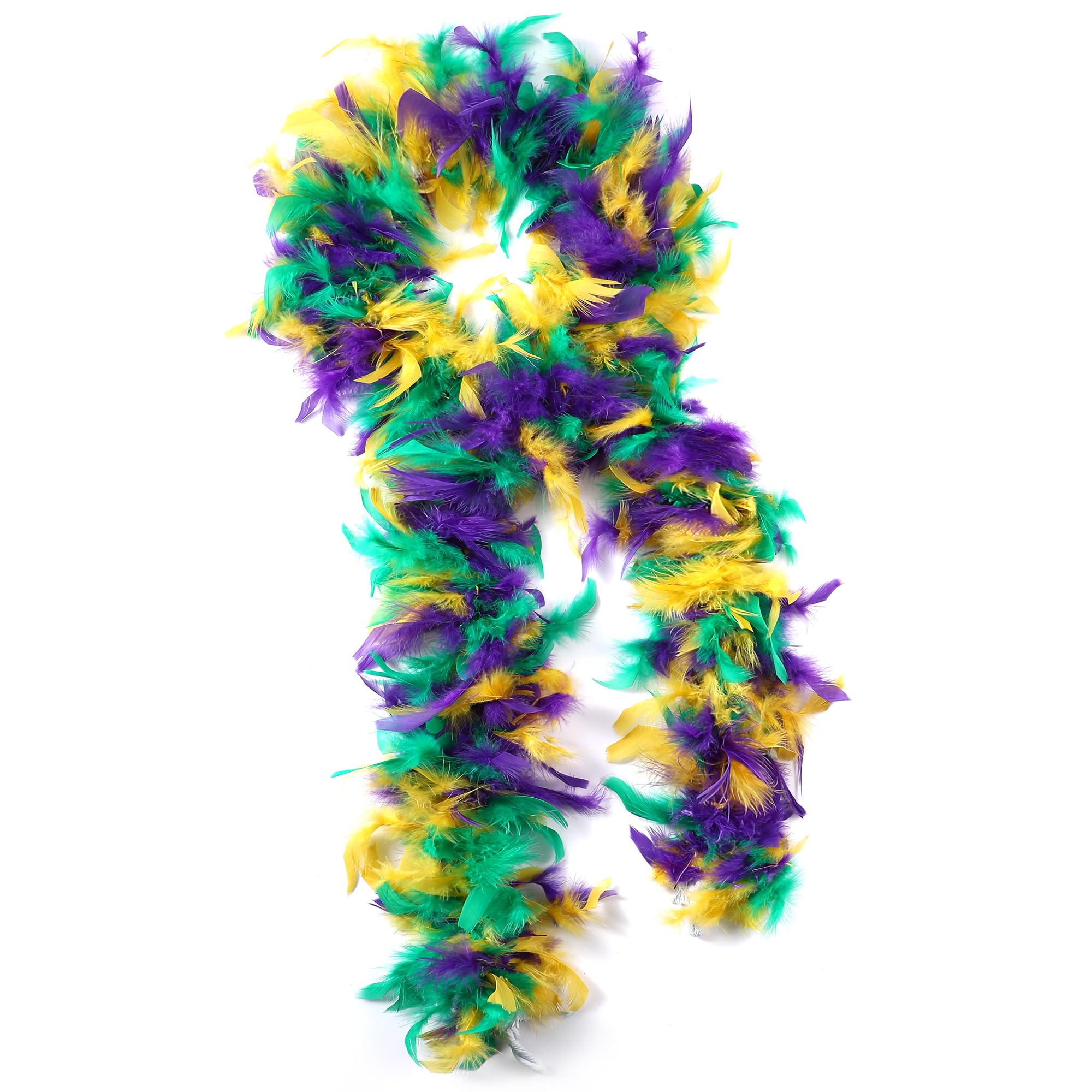 SOGUGOM Mardi Gras Feather Boas - 50g 2 Yards Boas Feathers forMardi Gras, Party, Halloween,Christmas,Dancing Wedding(Mardi Gras) — image 1