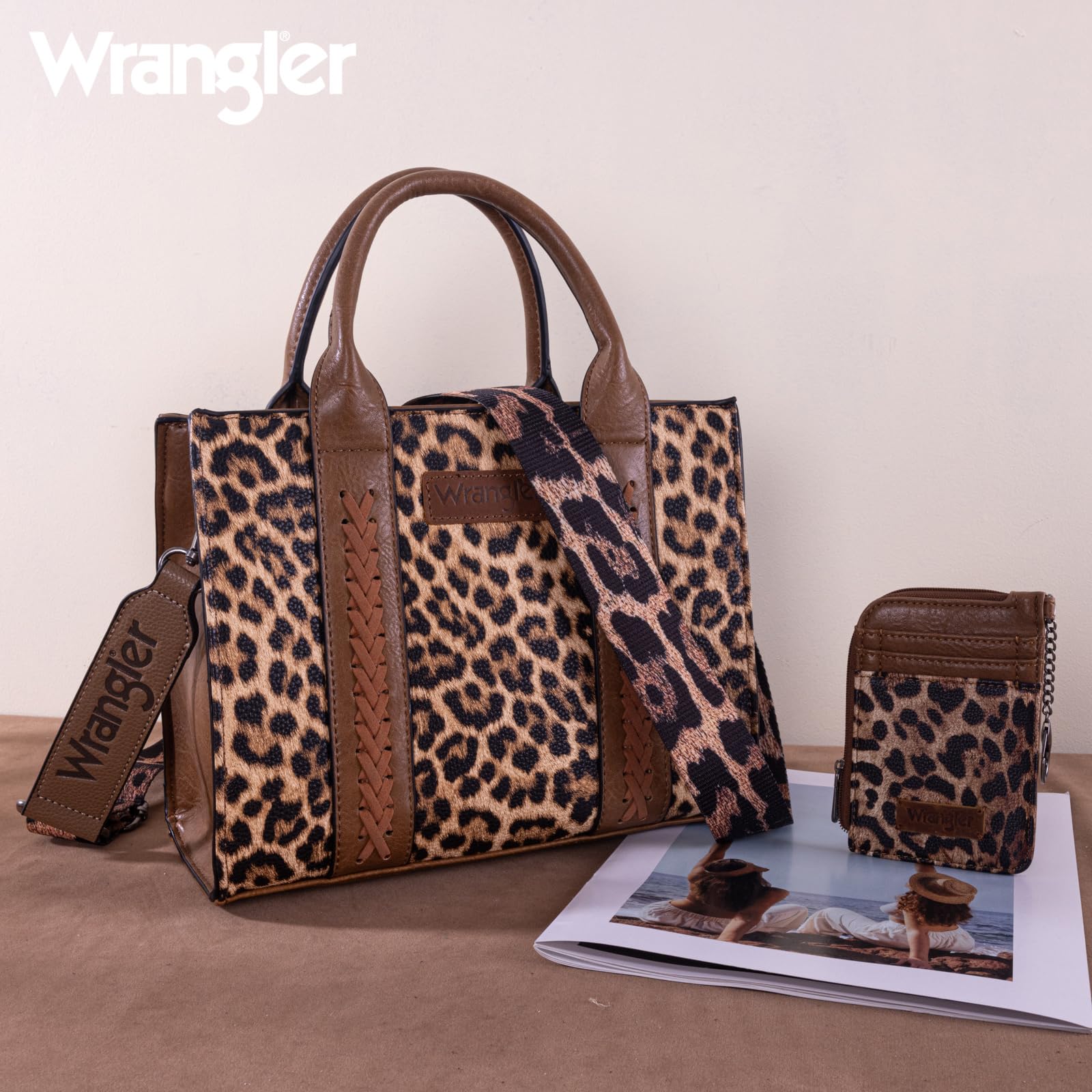 Wrangler Tote Bags for Women Western Purse and Handbags Leopard Print Satchel Top-handle Country Bag bolsa para mujer for gift,WG70-W8120CLP