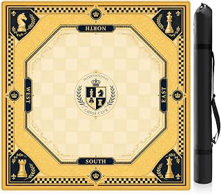 Yellow Royal Chess Mahjong Mat for Table,American Mah Jongg Game Mat
