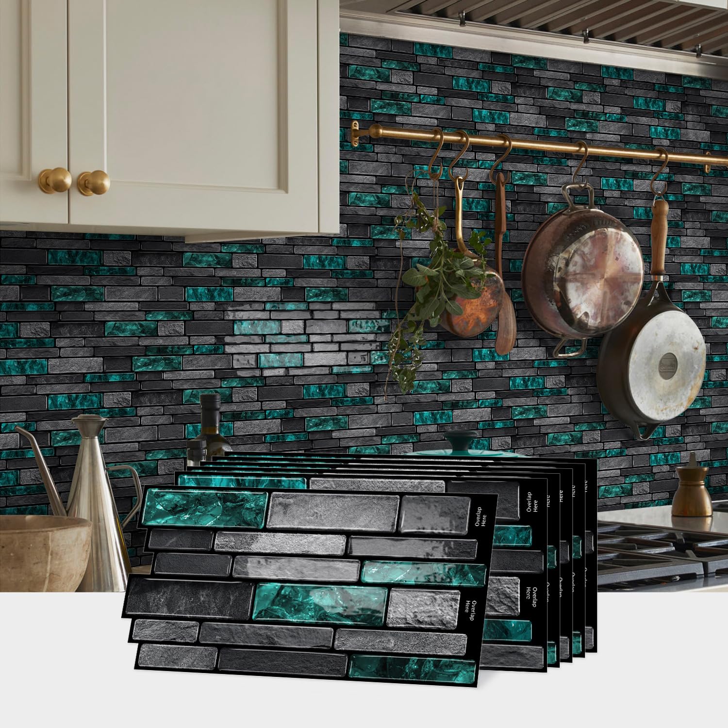 Sohouu 24Pcs 3D Gel Wall Stickers Self Adhesive Waterproof Oil Proof Decor Decals(24Pcs)