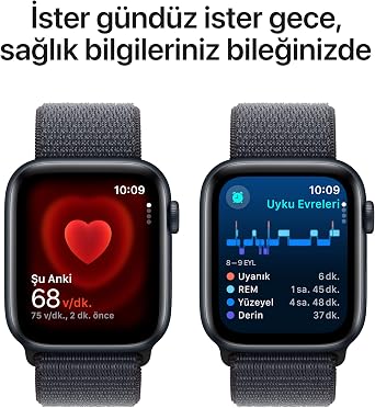 Apple Watch SE (2nd generation) GPS 40 mm Midnight Safe Smart Watch and Ink Purple Sports Loop - Standard. Fitness and Sleep Tracking, Traffic Accident Detection, Heart Rate Tracking, Retina Display, Carbon Neutral