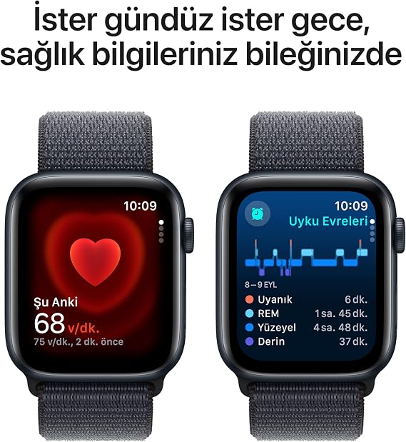 Apple Watch SE (2nd generation) GPS 40 mm Midnight Safe Smart Watch and Ink Purple Sports Loop - Standard. Fitness and Sleep Tracking, Traffic Accident Detection, Heart Rate Tracking, Retina Display, Carbon Neutral