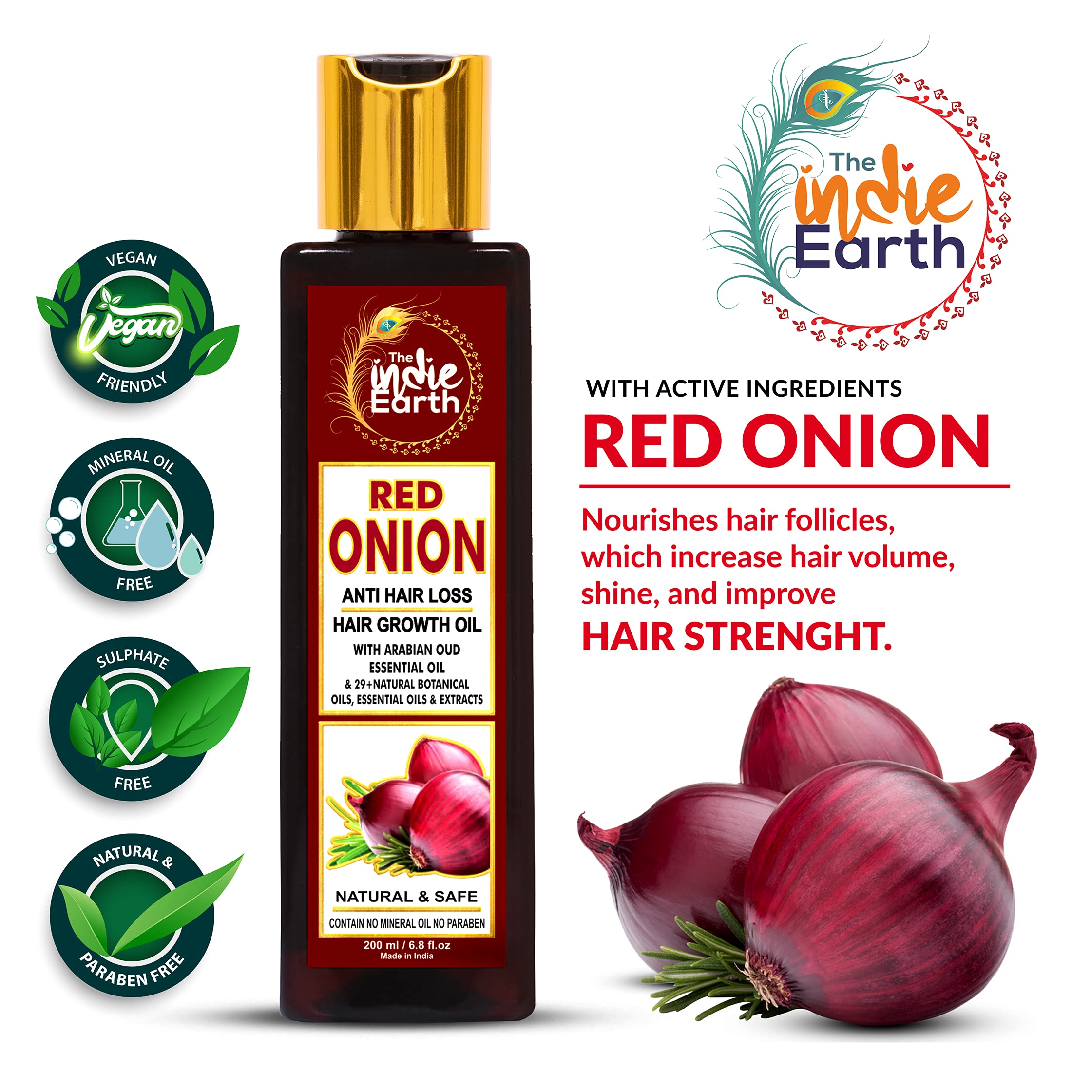 The Indie Earth Red Onion Anti Hair Loss & Hair Growth Combo with Red