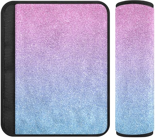 Protector de cinturón de seguridad con purpurina rosa y azul para niñas, almohadilla para cinturón de seguridad, lavable, almohadilla suave para