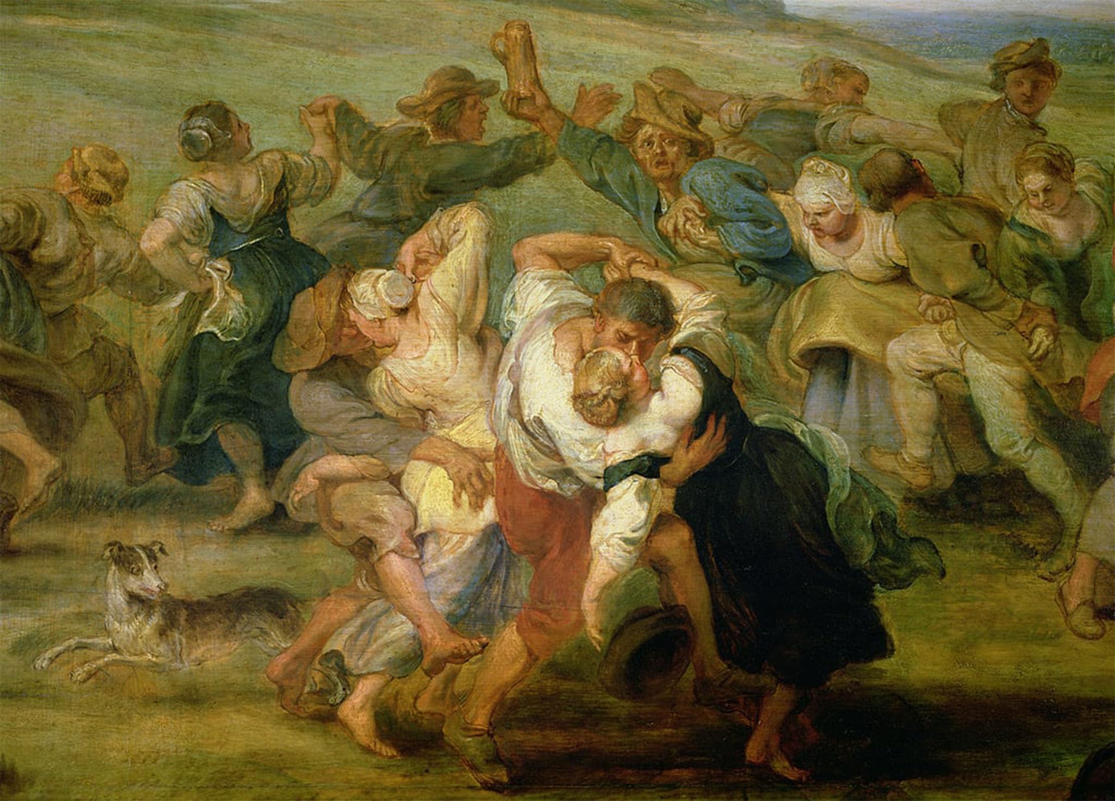 ARTXLXXBN Famous Painting Canvas Artwork Graffiti Print the Kermesse Detail of Peasants Dancing by Peter Paul Rubens Portrait Canvas Image for Home Decor 60x90cm