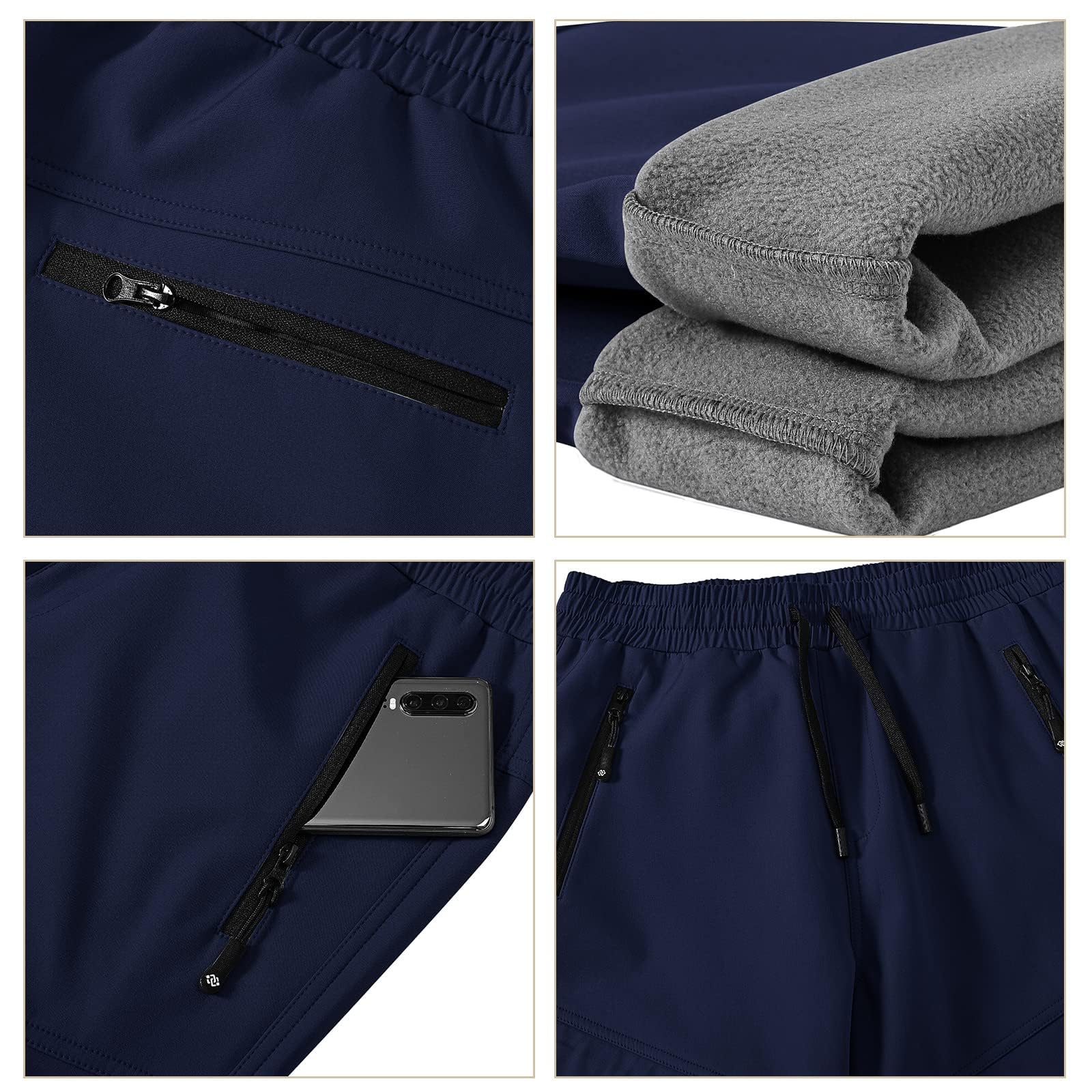 MoFiz Damskie spodnie turystyczne, spodnie narciarskie, softshell, spodnie outdoorowe, termiczne, wiatroszczelne, spodnie górskie, spodnie robocze na zimę, niebieski, M