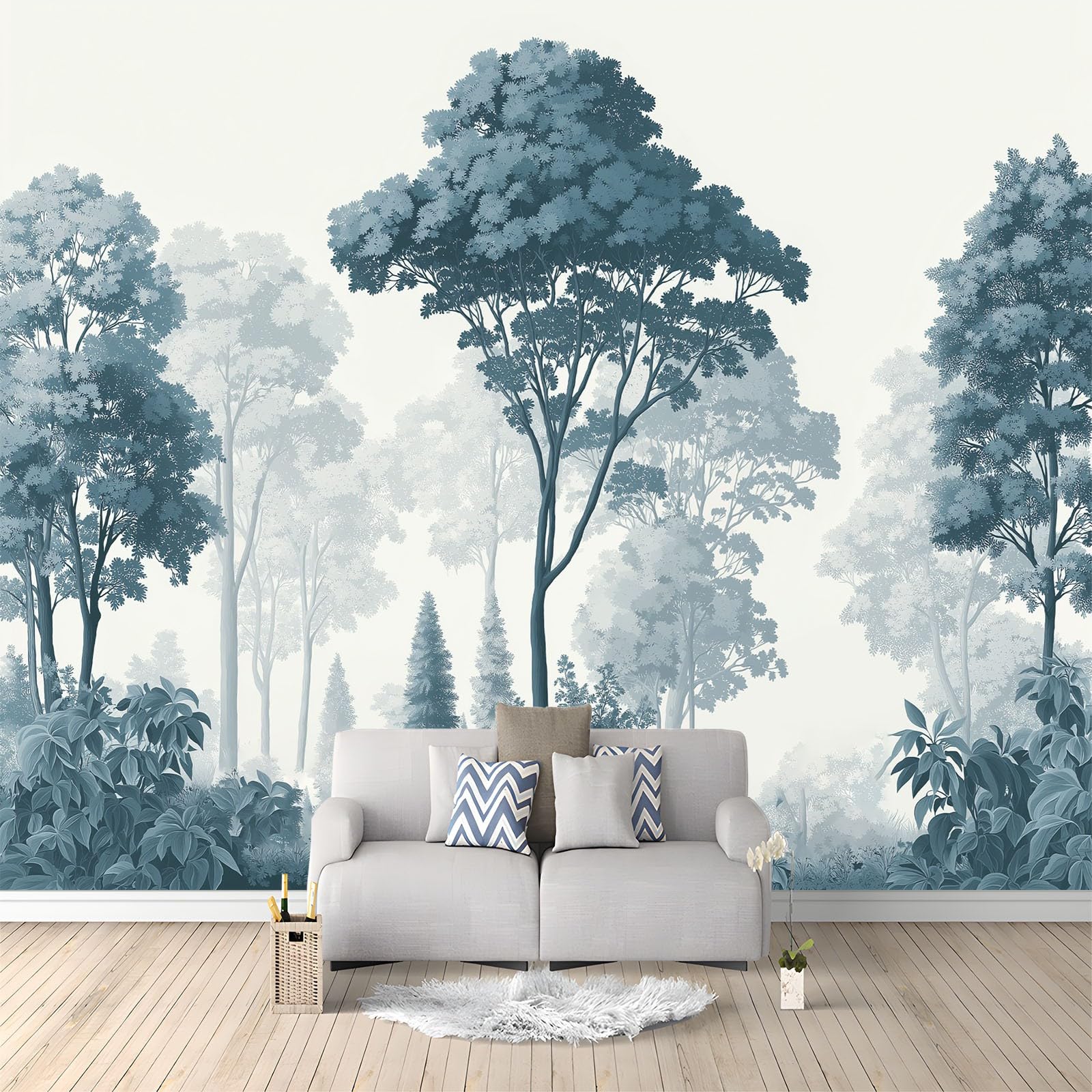 Tapisserie murale forêt brumeuse pour chambre et salon