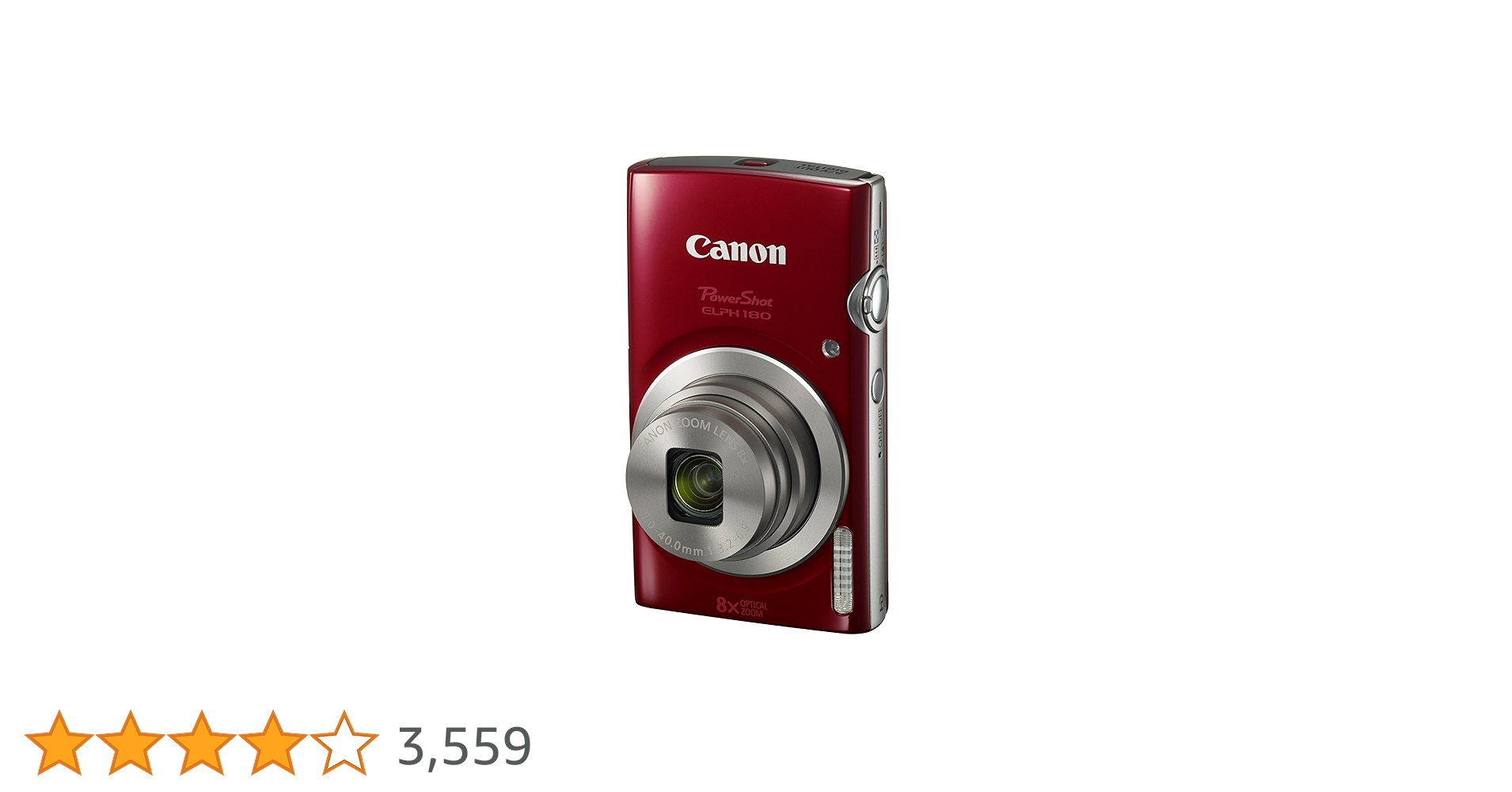 中古 Canon PowerShot ELPH 180 レッド Canon PowerShot ELPH 180 Digital Camera with 8x Optical Zoom