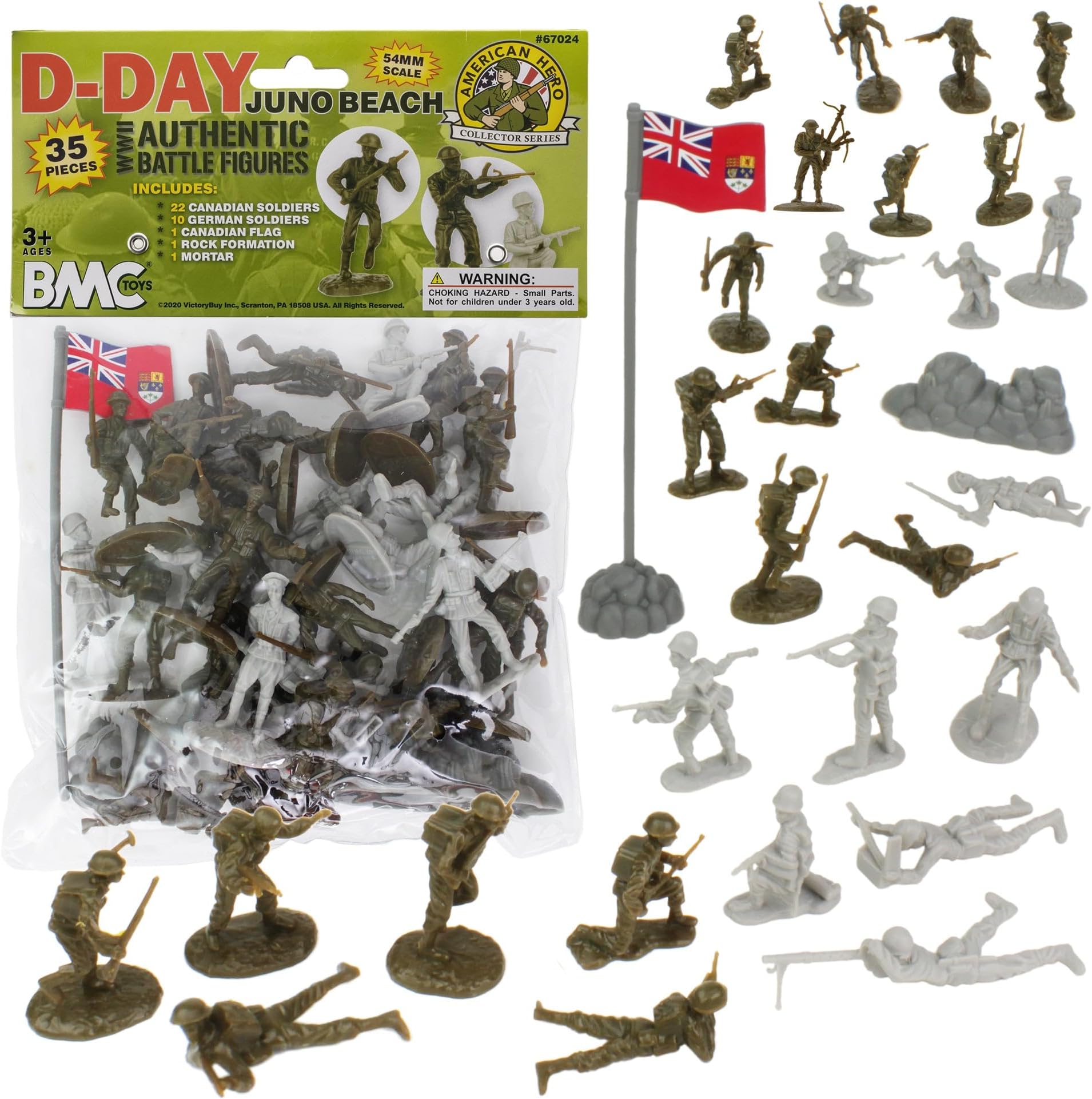 BMC Toys WW2 D-Day Juno Beach Plastic Army Men - 35pc Canada & German Soldier Figures