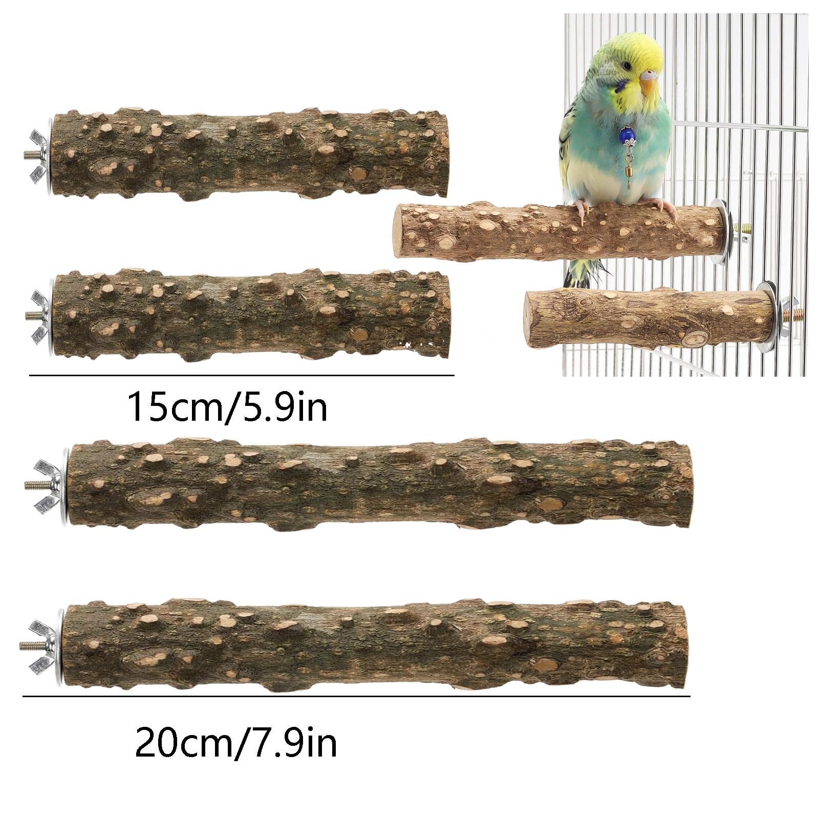 4 Pezzi Posatoi in Legno Di Uccelli, Trespolo Per Uccelli E Pappagalli, Posatoi Per Uccelli Legno Naturale, Posatoi Per Uccelli,Posatoio Per Pappagalli in Legno, Per Cacatua, Cocorite