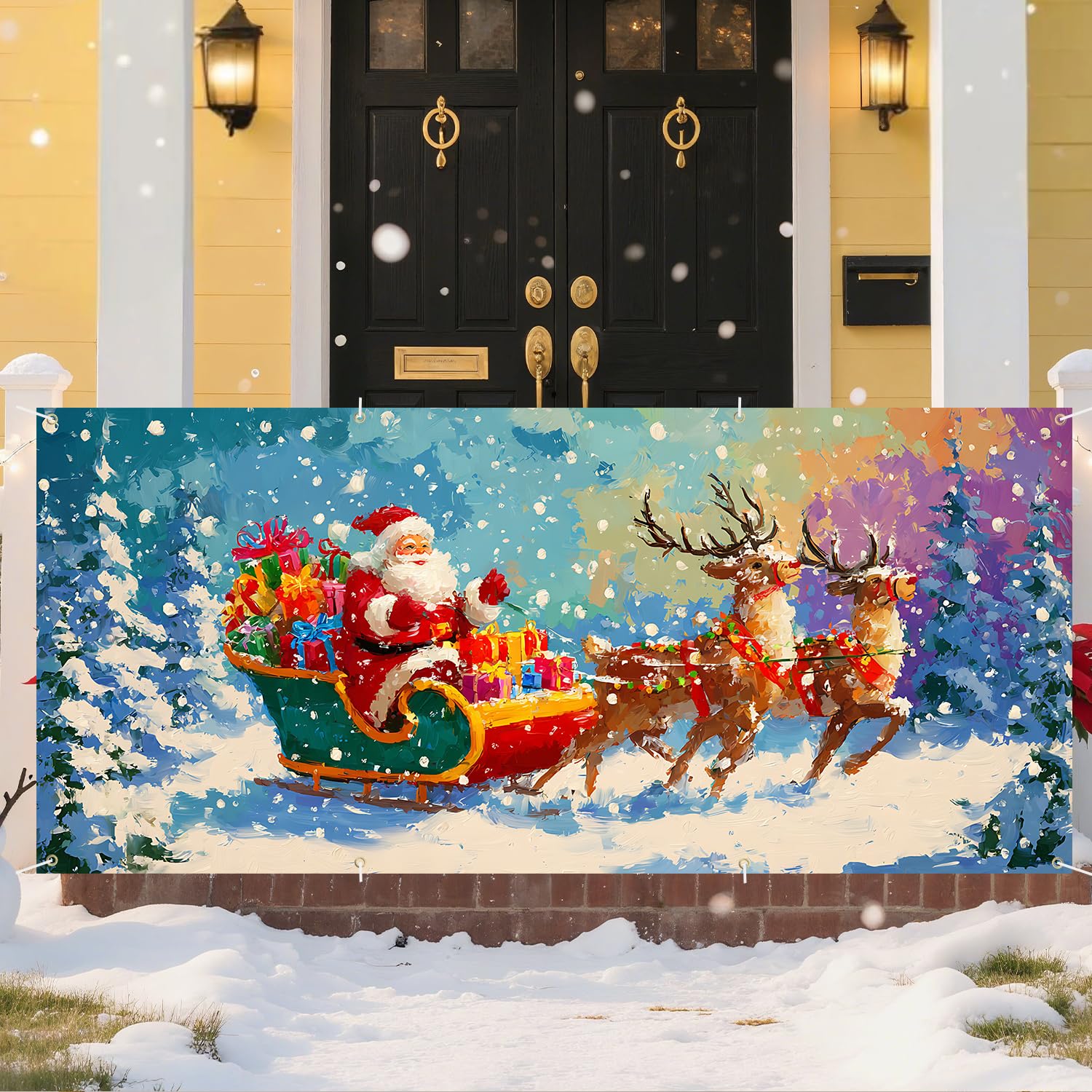 Amazon.com: Christmas Garage Door Banner – Santa Claus with Sleigh