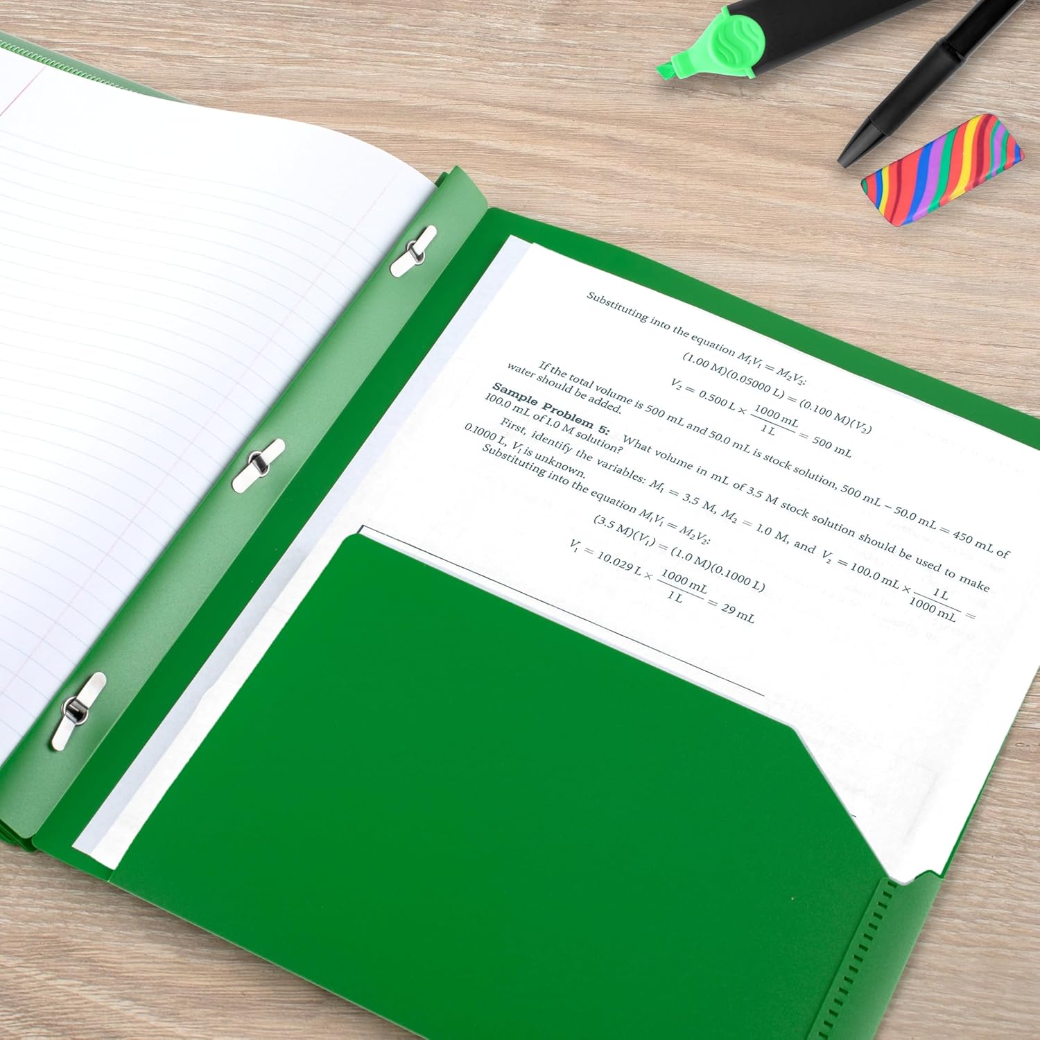 Five Star 2-Pocket Folder + Study App, 4 Pack, Plastic Folder with Prong Fasteners and Customizable Clear Cover, Holds 8-1/2" x 11" Paper, Assorted Classic Colors (340220A-ECM) image 4