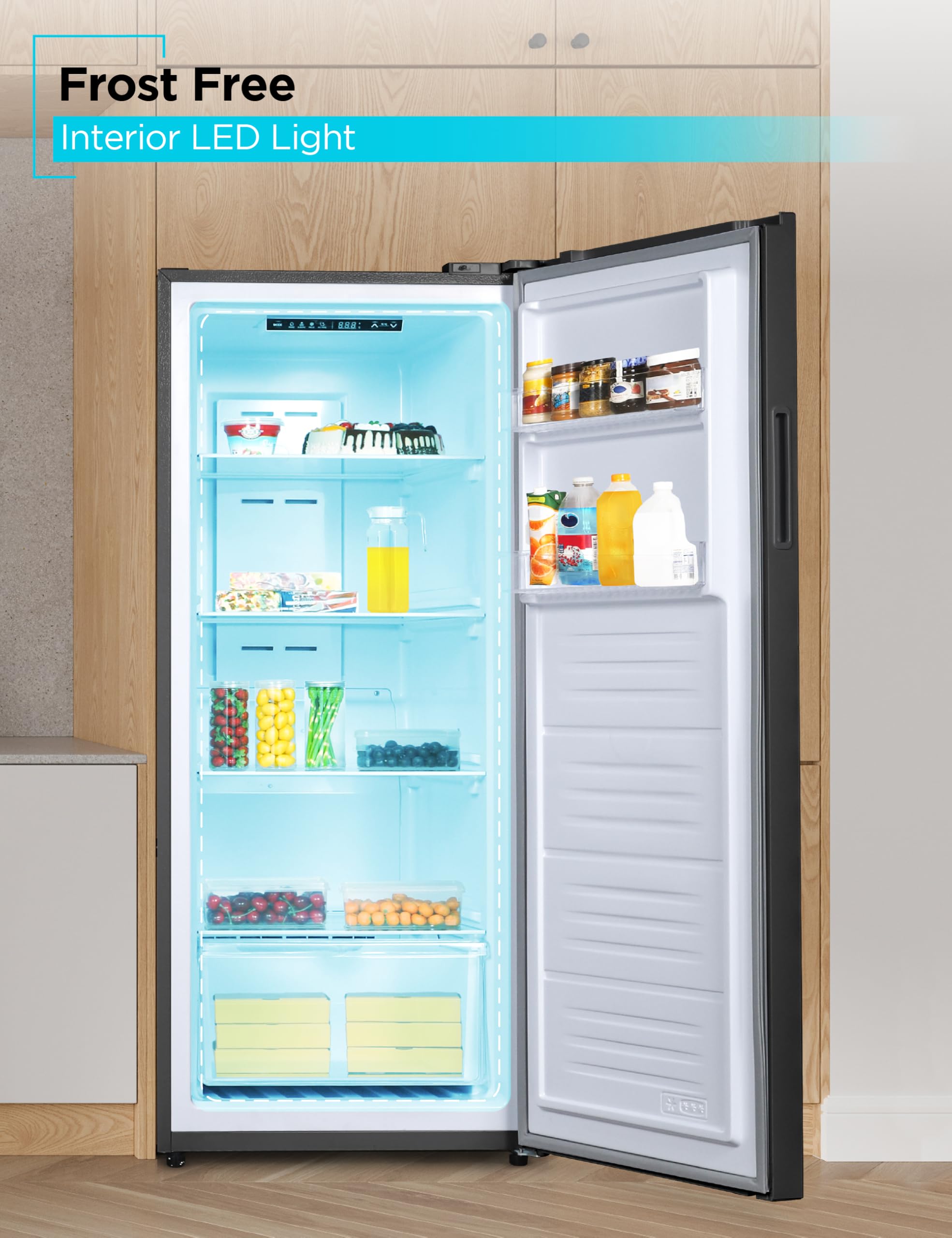 Black+Decker 11 Cu. Ft. Convertible Freezer Refrigerator, Upright Freezer With Glass Shelves, Reversible Door, Energy Star Rated, Frost Free, Buc1100xb, Black on Fridge.com - View 4