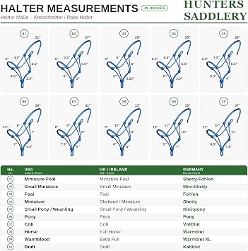 Rope Halters for Horses Training Soft - 11 Sizes - Miniature, Foal, Weanling, Small Pony, Cob/Arab, Horse, Warmblood, Draft