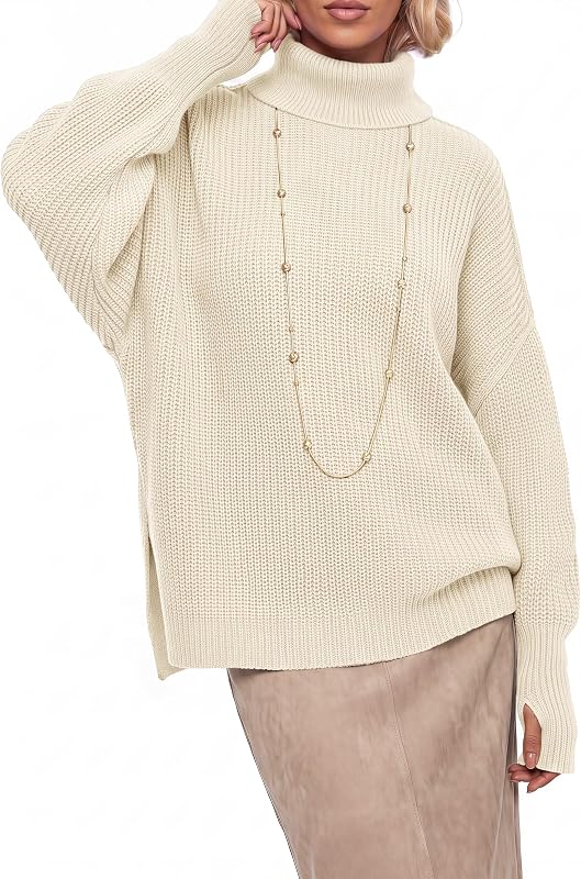 Women's Wool Blend Oversized Turtleneck Fall Work Casual Sweater