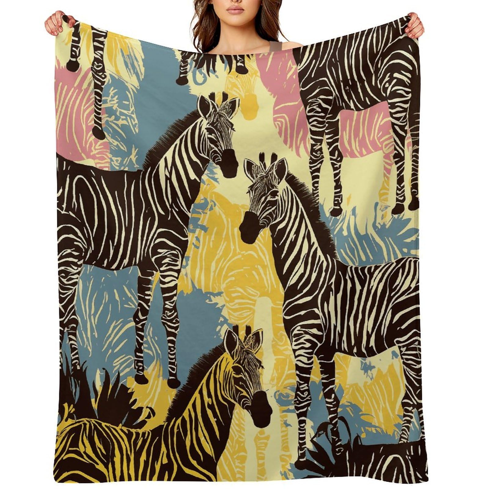 Fekiloot Style Giraffe And Zebra Throw Blankets Camping Blanket60 X80