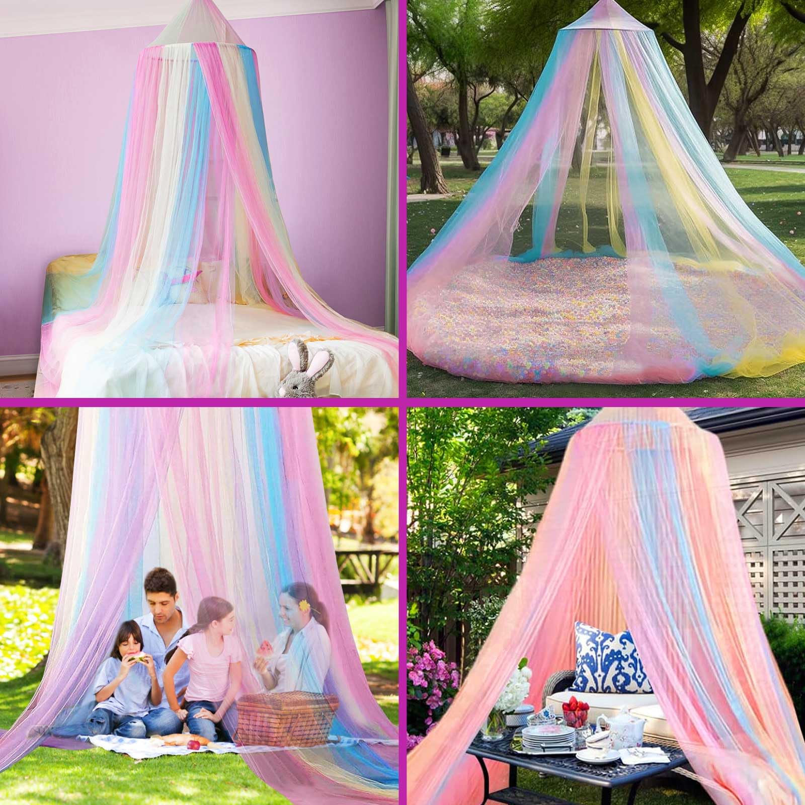 Kendwing Mosquito Net for Rainbow Bed Canopy Bed Girl, Double Bed Mosquito Net, Hanging Net Cover - Image 3
