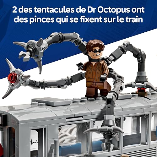 LEGO ǀ Marvel La Scène du Train de Spider-Man et Docteur Octopus - Jouet avec 4 Minifigurines - Décoration - Cadeau de Super-Héros Collector pour Garçon ou Fan du Film dès 9 Ans 76321 - 3