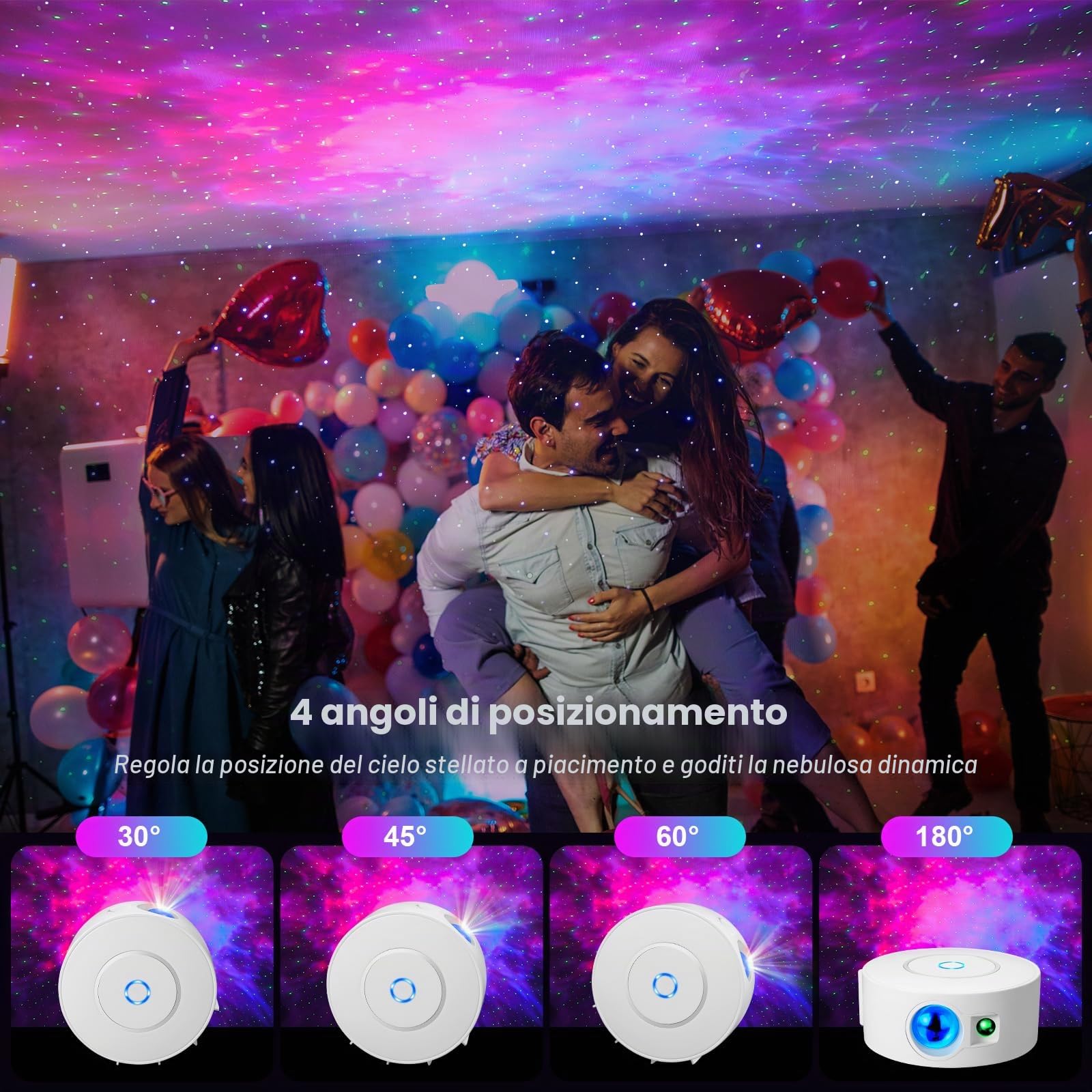 Proiettore Aurviv Smart Starry Sky, proiettore Galaxy Wi-Fi con telecomando, app e controllo vocale, proiettore planetario per decorare la stanza, proiettore di stelle per bambini e adulti