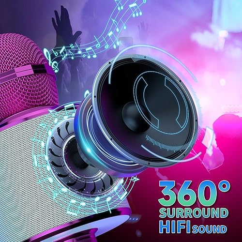 Miniatura 3 de Paquete de 2 micrófonos de karaoke, micrófono Bluetooth para cantar, micrófonos inalámbricos, juguetes para niñas, niños y adultos, micrófono