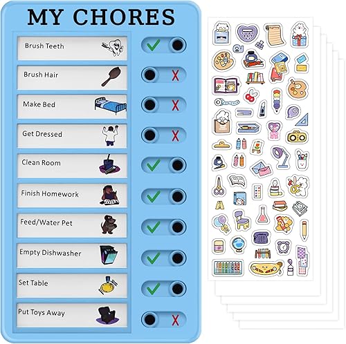 Tabla de tareas para niños, tabla de tareas para niños, lista de tareas para niños pequeños con 1 tablero de tareas y 5 tarjetas de papel en blanco