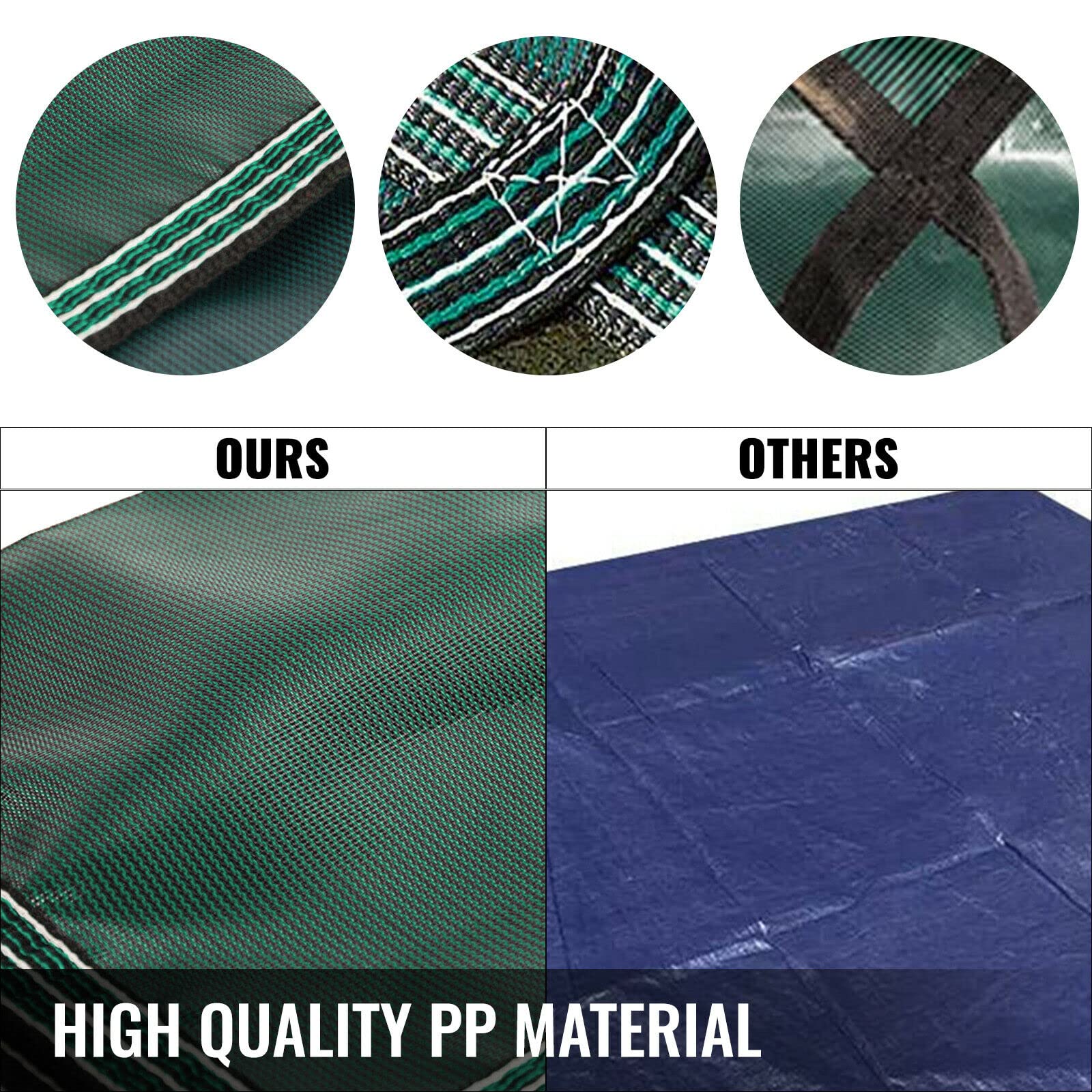 Schwimmbadabdeckung Inground Green Mesh Solid Rechteck Pool Sicherheitsabdeckung for Winter Home Schwimmen pood Schutzhülle Für Erhöhte Langlebigkeit(for 16x40ft Pool)