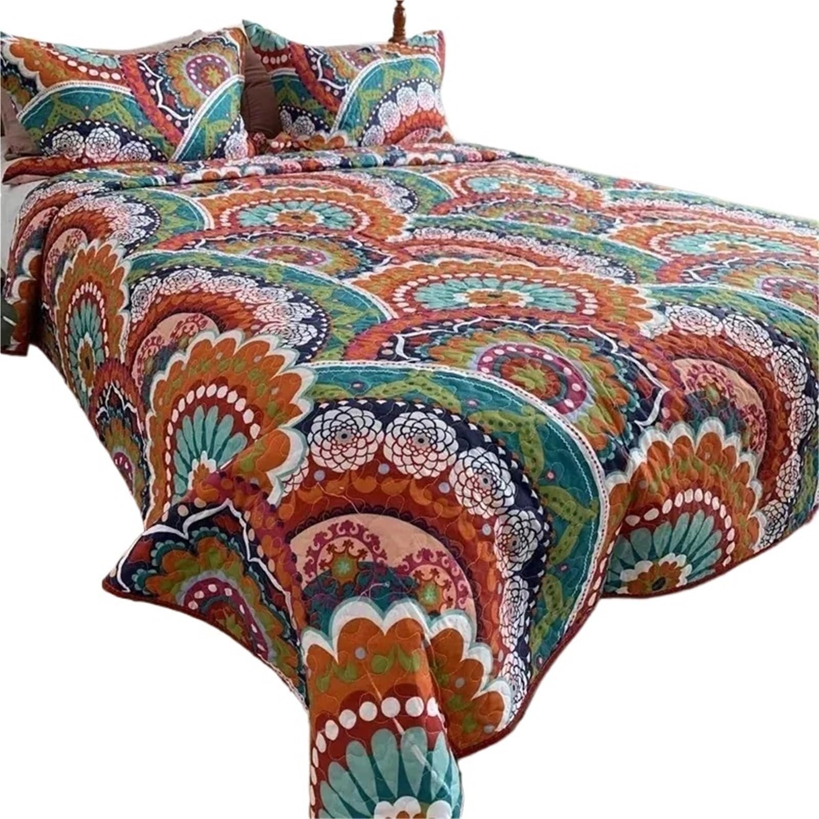 DAJGRHE Bedspread 1PC Washed Cotton Bed Cover Summer Quilt Twin Queen Coverlet Blanket No Pillowcase(Color 03,220x240cm)