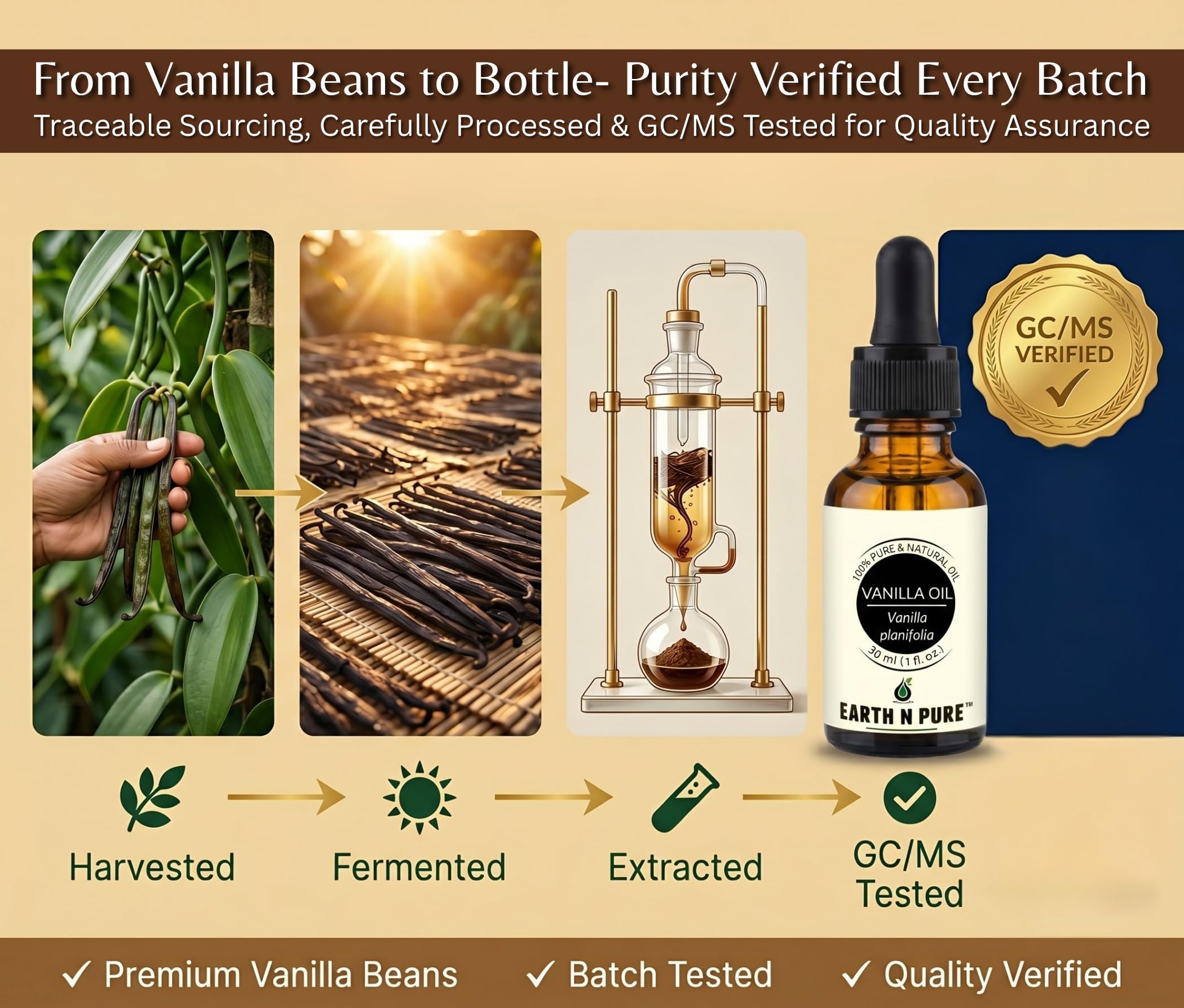 Earth N Pure Vanilla Oleoresin (Vanilla Planifolia) β Premium Botanical Extract for Perfume, Aromatherapy, Candle & Soap Making, Massage & DIY Beauty | 15ml 1