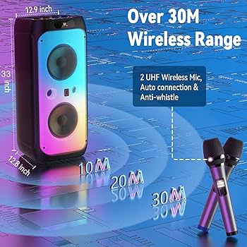 HWWR Karaoke Machine For Adults, Big Party Speaker With 500W Peak Power, Wireless PA System With Dual 8" Subwoofers, Disco Lights & 2 Microphones For Home Party Outdoor, Support USB/AUX/REC/TWS