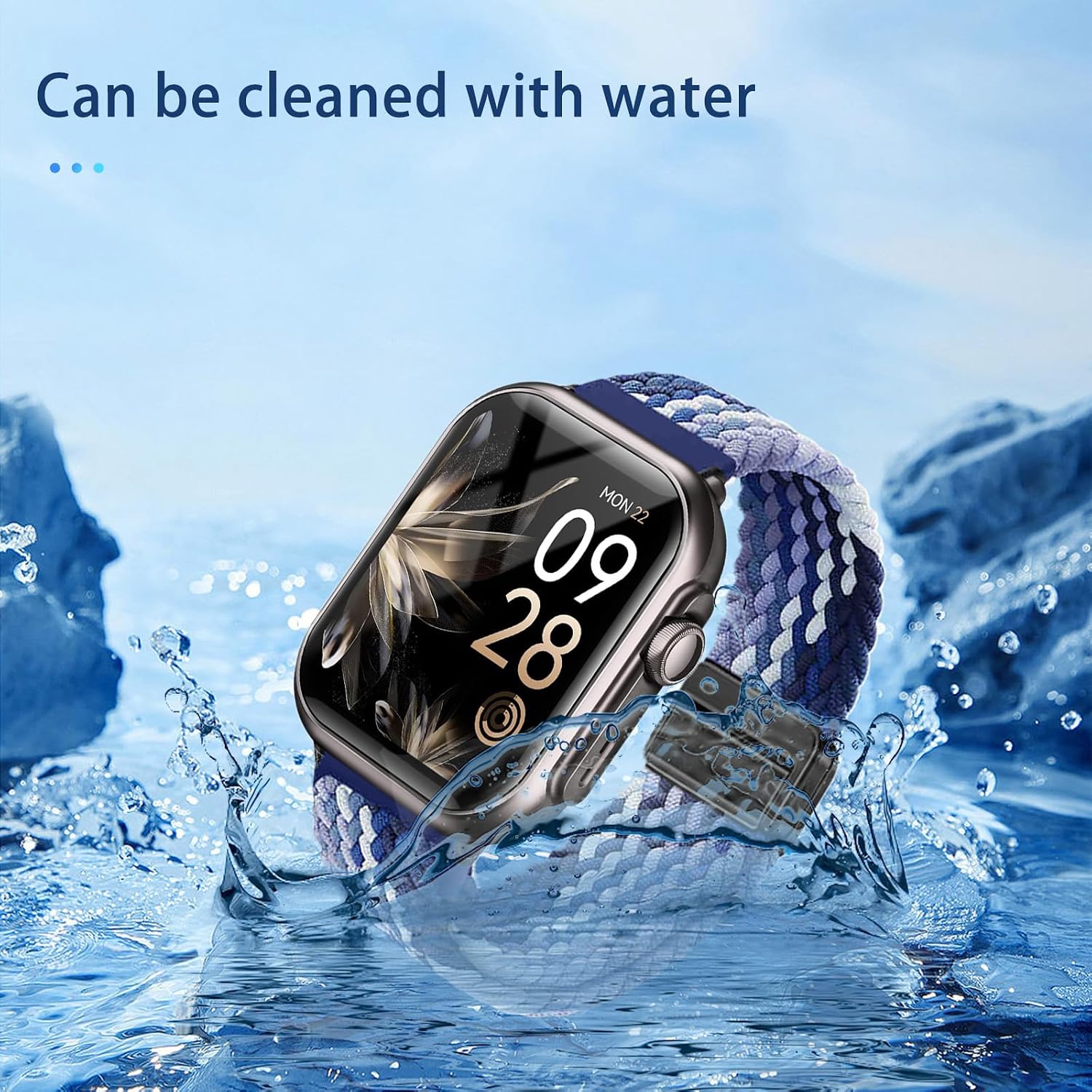 NOUKAJU Band for RUXINGX G62 Smart Watch, Breathable Braided Wristbands,Nylon Braided Band,Adjustable Wristband,Women Men,Replacement Strap for RUXINGX G62(Blueberry) image 4