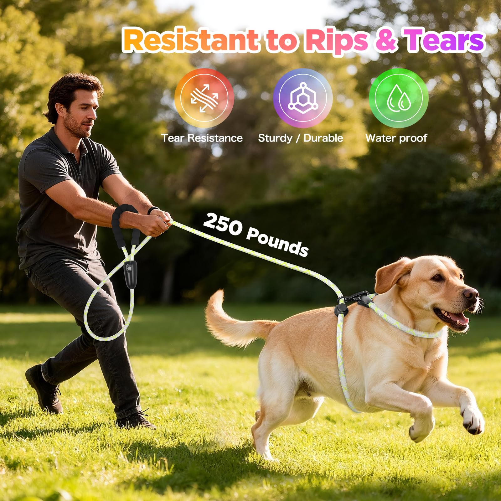 YFbrite 3-in-1 Hundegeschirr Leuchtend & Leuchthalsband Hund & LED Hundeleine – 15 Modi, Wiederaufladbare Hundeleinen Type-C Wiederaufladbar und wasserdicht – mittelgroße und große Hunde(9Ft)