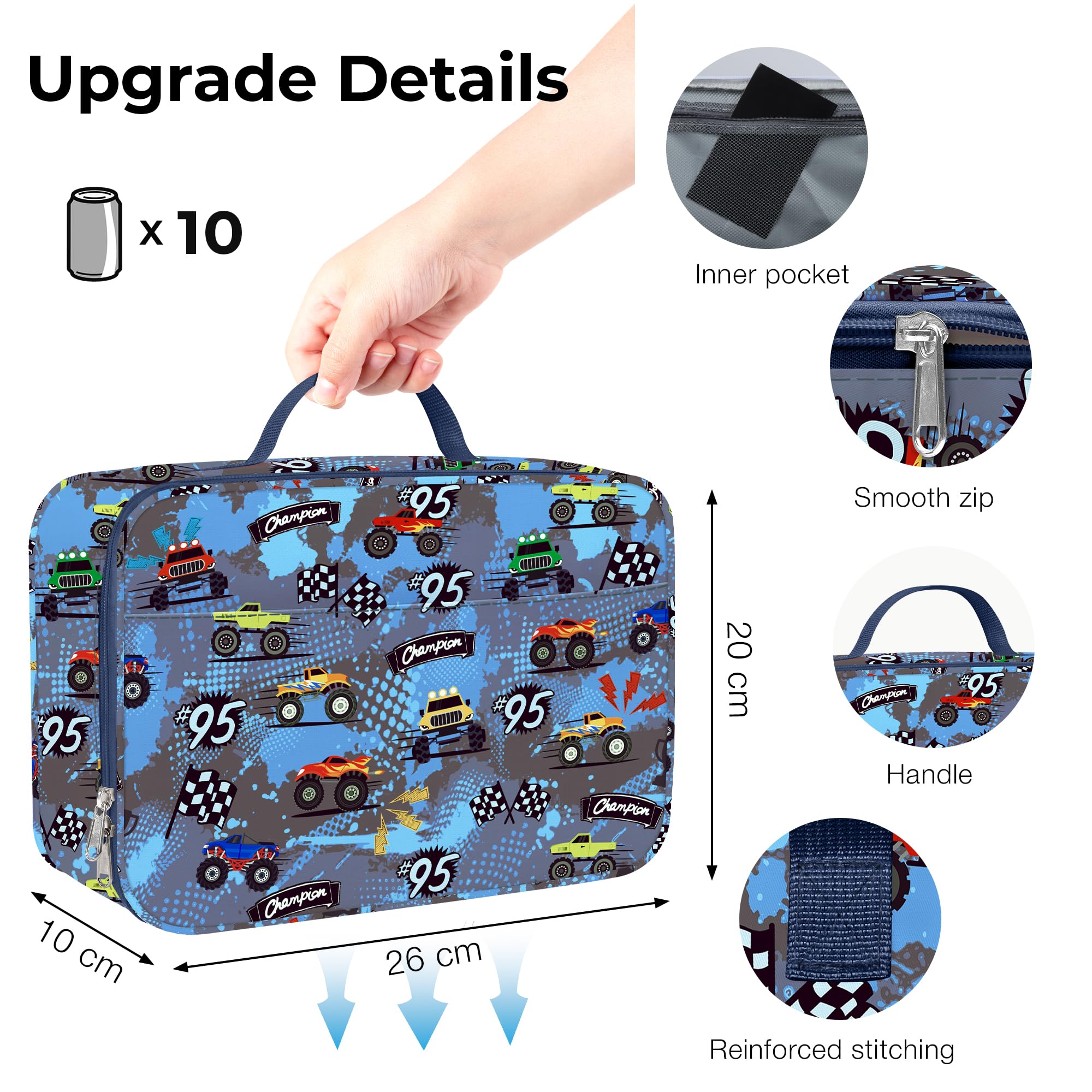 Sac Isotherme Repas Enfant Graffiti 'Aile Squelette' - Capacité 6.6L, Poche Avant, Sangle Réglable - Pour école, Pique-nique - 2