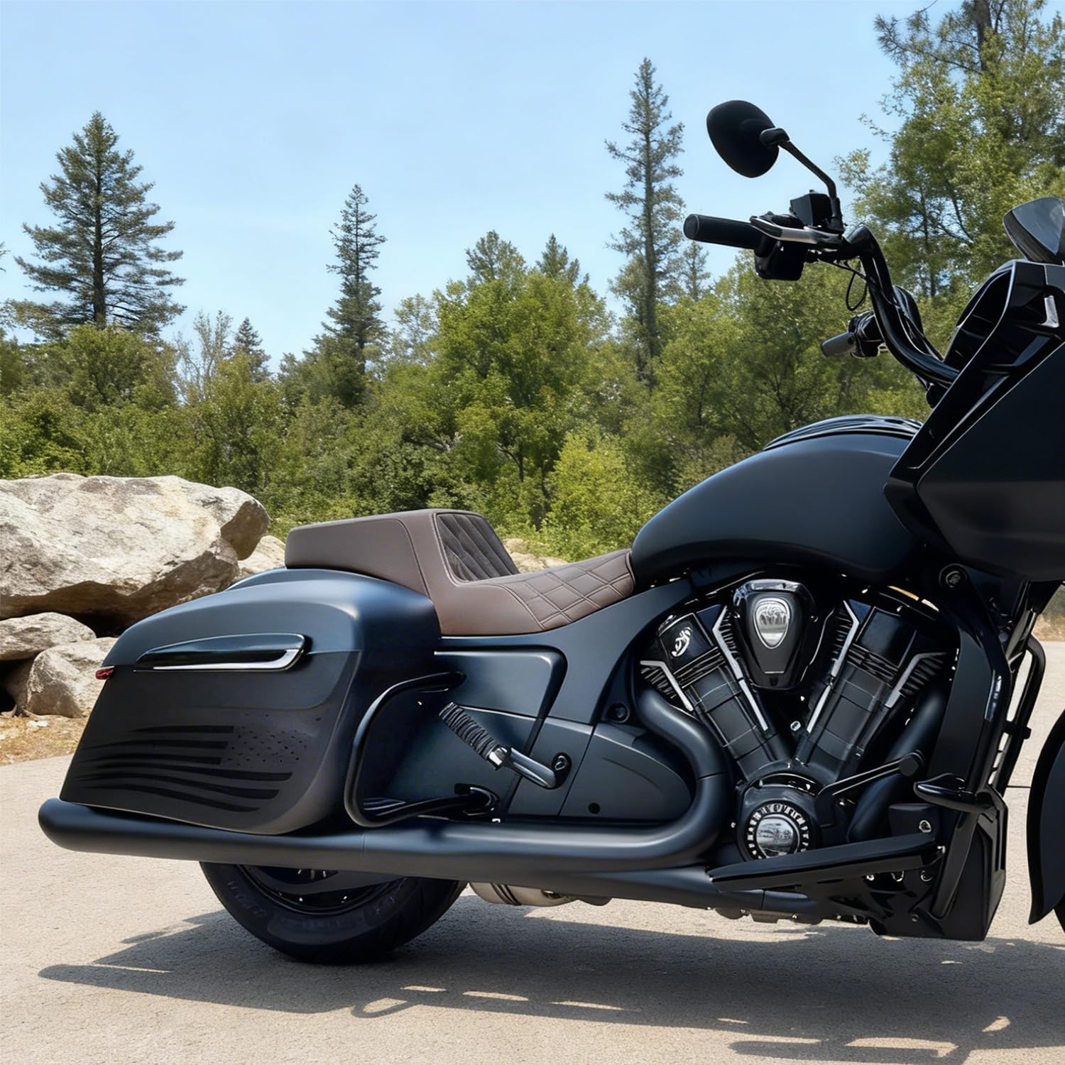 CHIFUN Crash Bars for Indian Chief Chieftain Springfield Roadmaster Dark Horse 2014-2025 2024, Steel Motorcycle Saddlebag Guard Rails Rear Side Highway Bar (Black)