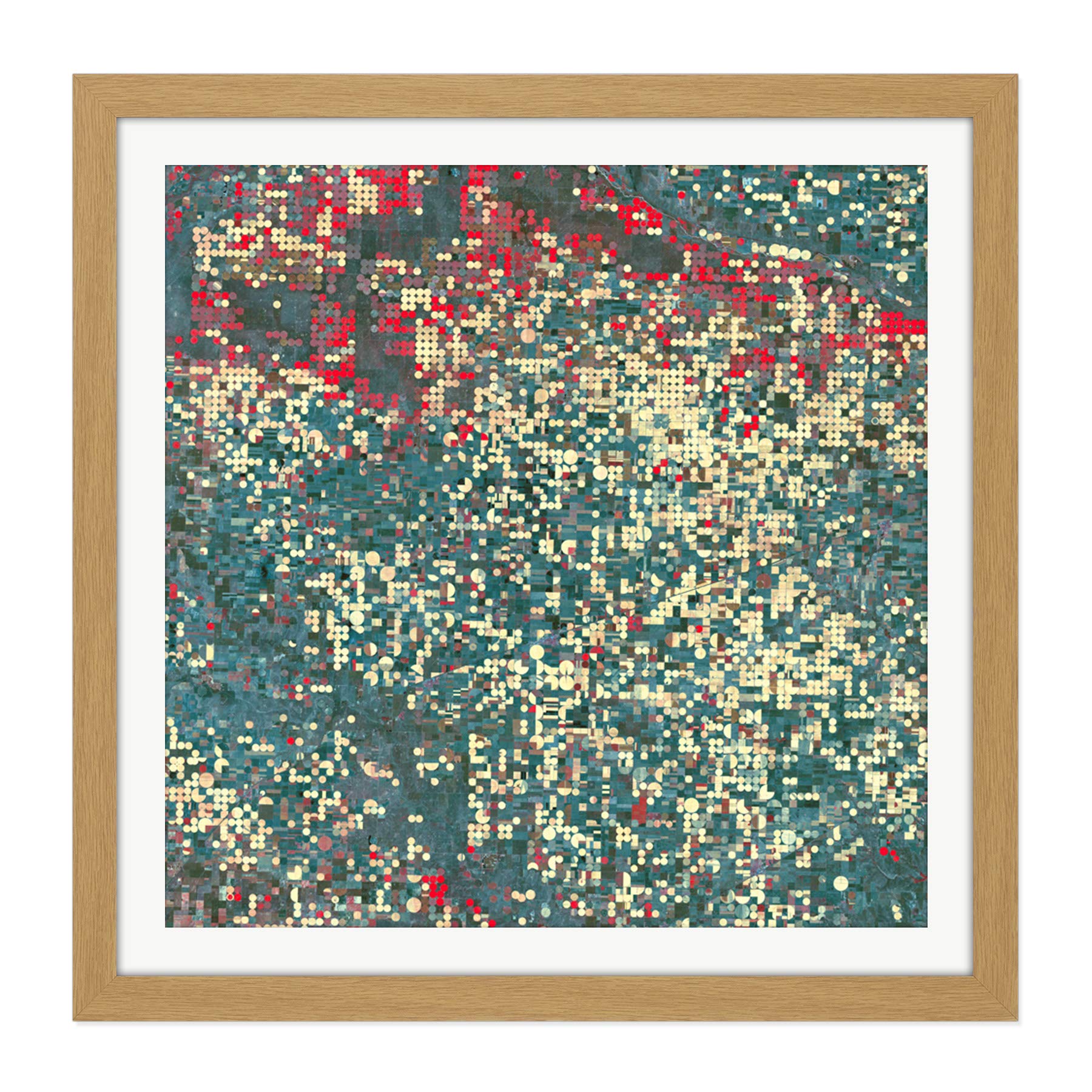 Abstract Little Squares Square Wooden Framed Wall Art Print Picture 16X16 Inch
