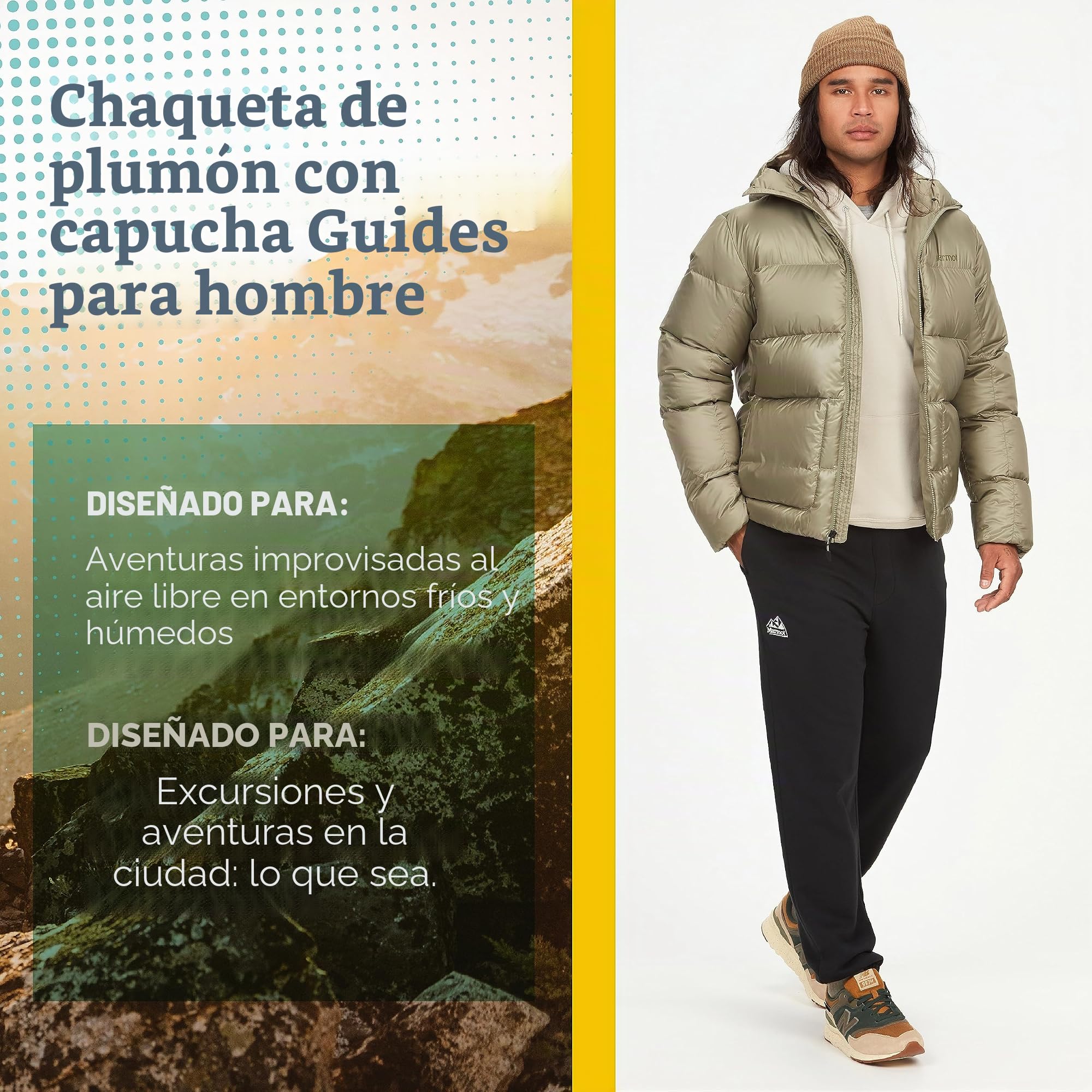 Marmot Guides Down Hoody Lightweight down jacket, warm winter puffy, water-repellent quilted coat, windproof functional jacket, packable outdoor jacket with hood Hombre (Pack de 1)