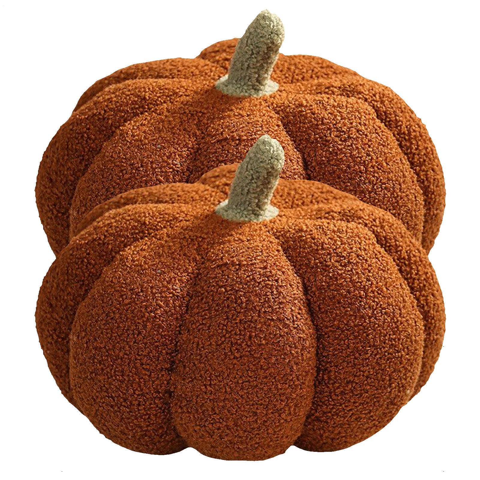 Coussin citrouille Halloween lot de 2 oreillers en peluche 3D doux automne