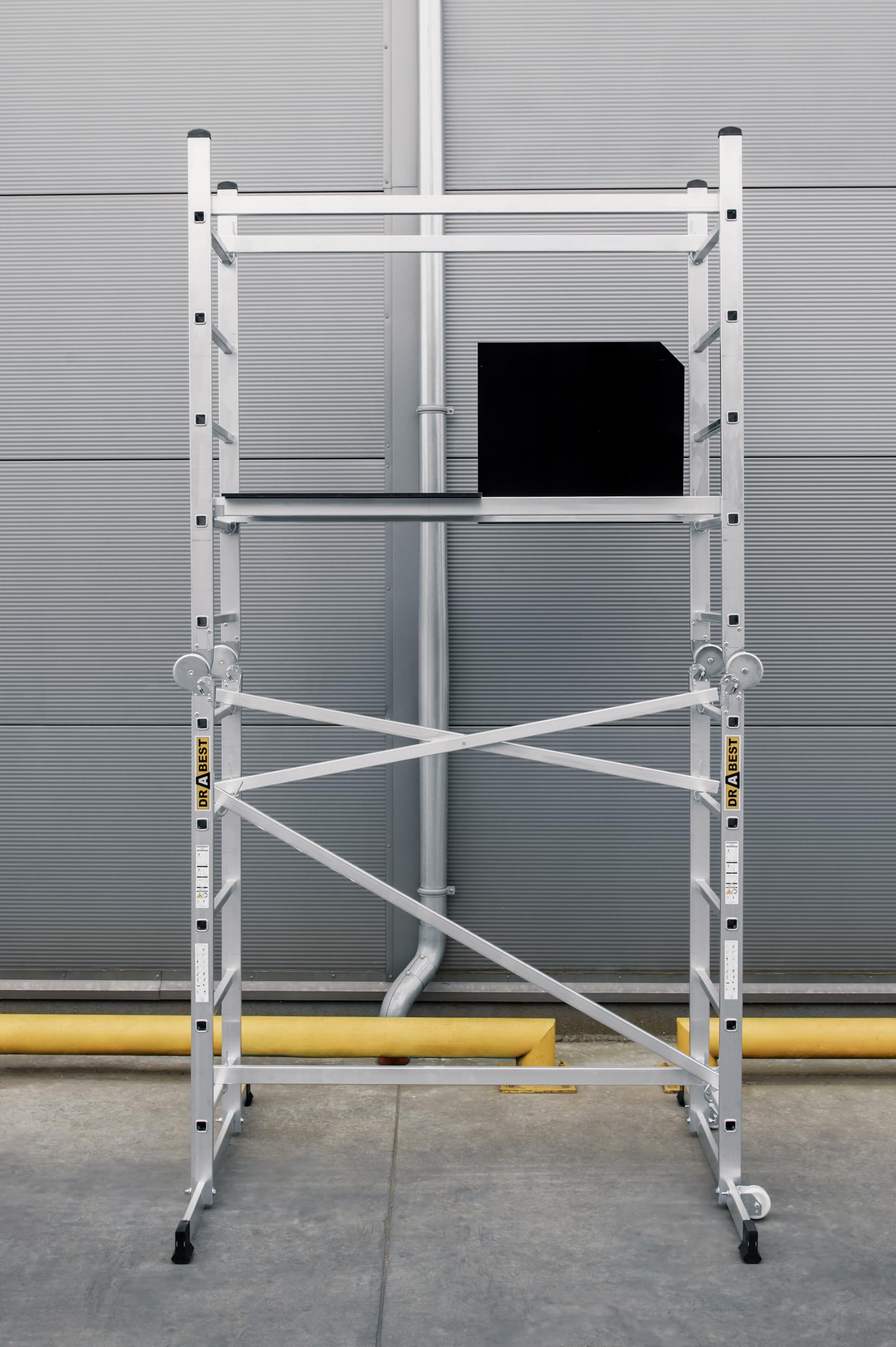 DRABEST Andamio Móvil IKAR de Aluminio – Multiusos – Fácil Montaje – EN 13 – Robusto y Duradero – Uso Versátil – Capacidad 150kg – 1,5 x 3 x 1,1 m