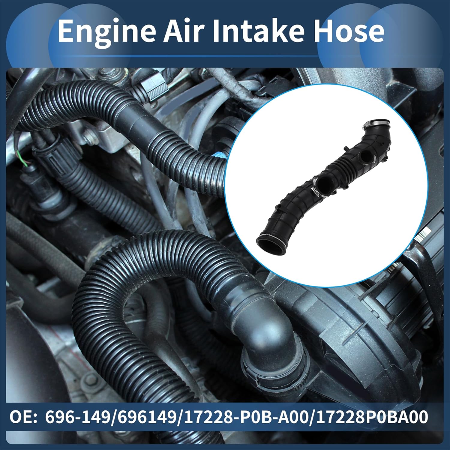 Engine Air Intake Hose for Honda Accord L4 2.2L 1994-1997 Air Intake Duct No.696-149 Rubber 1 Pc Clamp
