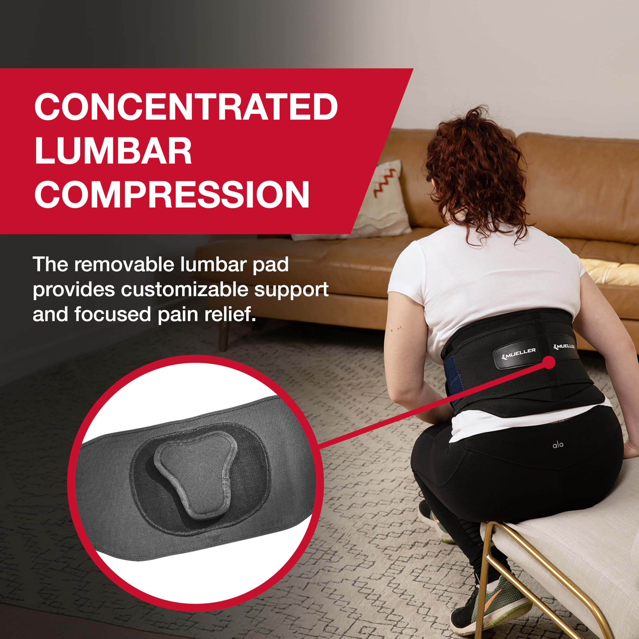 MUELLER Sports Medicine - Soporte lumbar para espalda, alivio del dolor de espalda baja y cinturón de apoyo para hombres y mujeres, negro, pequeño (22-30 pulgadas)