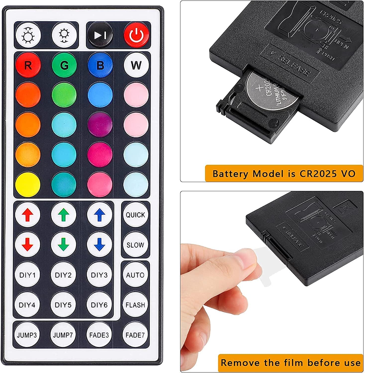 Snapklik.com : 44 Key RGB LED Strip Light Remote Controller, IR Remote ...