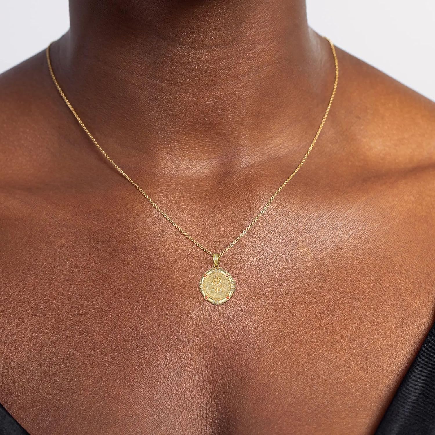 Birth Month Flower Necklace With Birthstone - Gift for Her Birth Flower Necklace