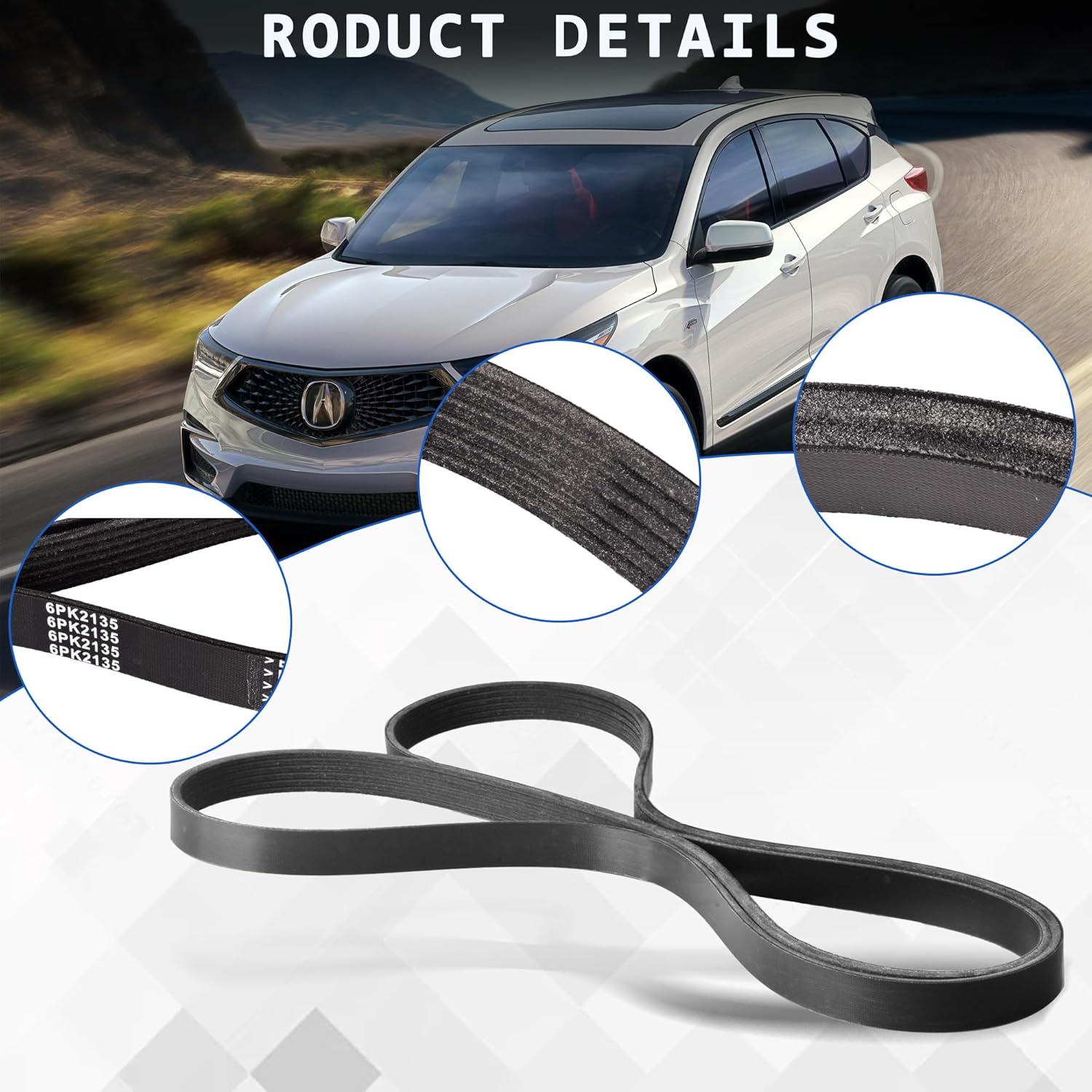 38920-RCA-A03 Serpentine Drive Belt Compatible for Honda Accord Odyssey Ridgeline Pilot Compatible for Acura MDX RDX RL TL TSX ZDX