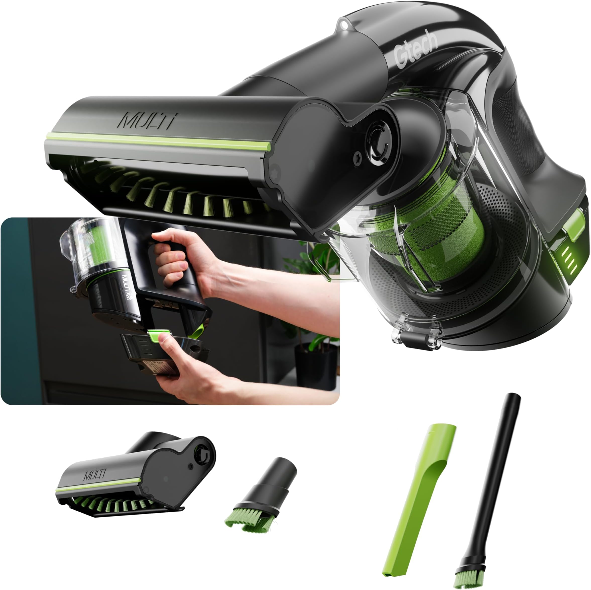 Gtech Multi MK2 K9 Cordless Handheld Vacuum Cleaner - Portable Vacuum Cleaner for Car, Home, and More - Reinforced with Lightweight Aluminum - Rechargeable - Pet Vacuum