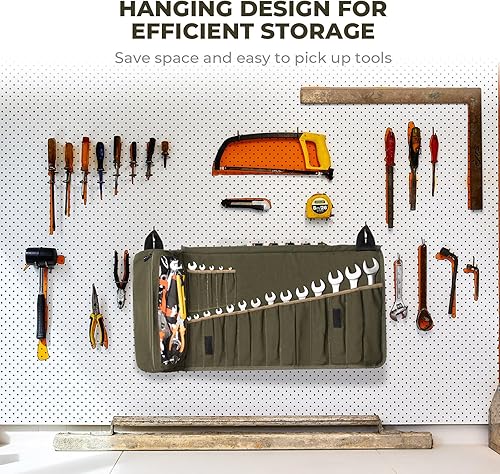 Miniatura 7 de Bolsa enrollable para llaves, rollo utilitario de 19+1 bolsillos, bolsa portátil para organización de herramientas, regalos para hombres, mecánico