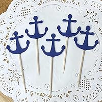 Algopix Similar Product 12 - Anchor Cupcake Toppers  Classic Navy