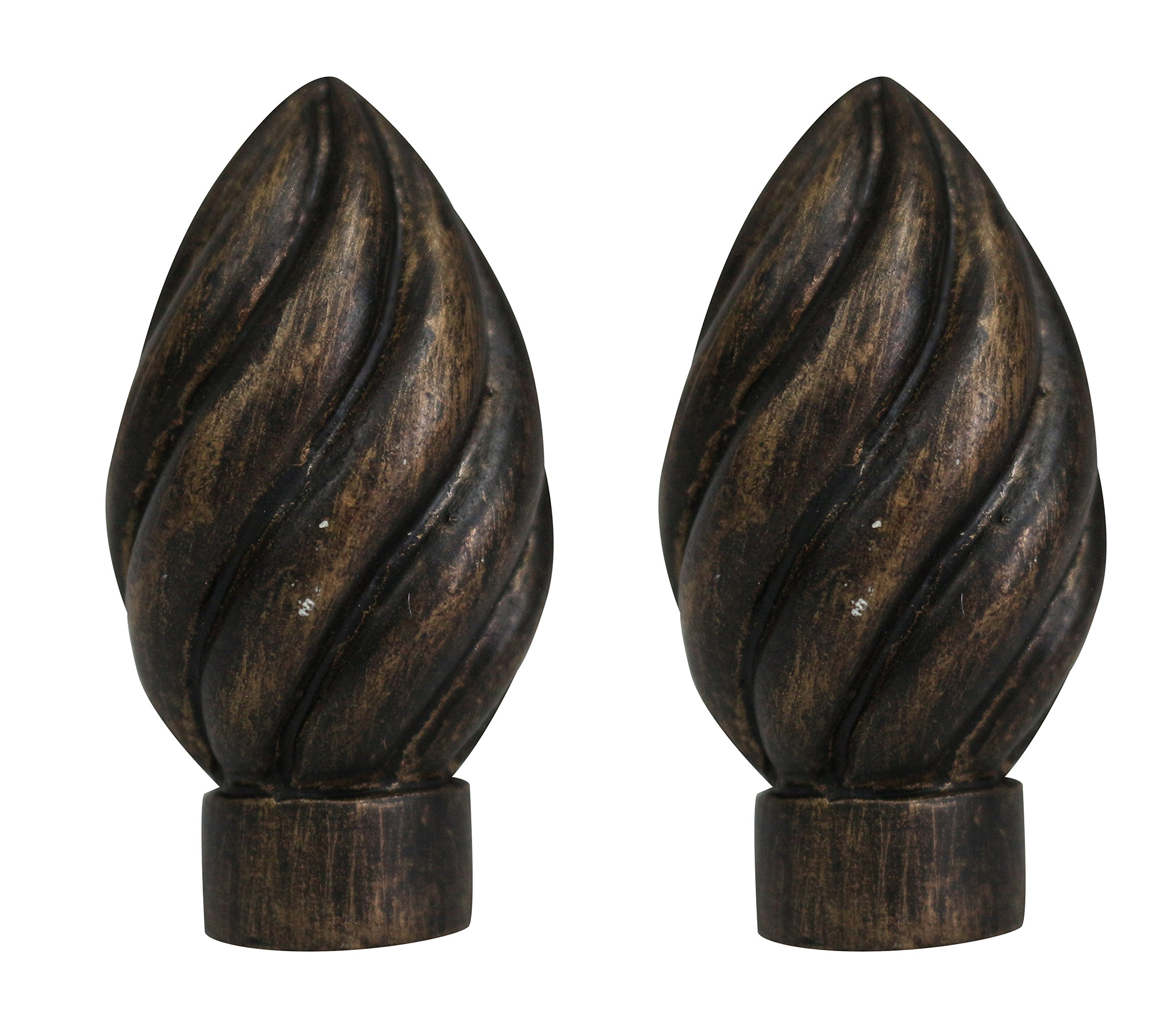 Urbanest Set of 2 Worcester Finial, 2 3/8-inch Tall, Antique Gold
