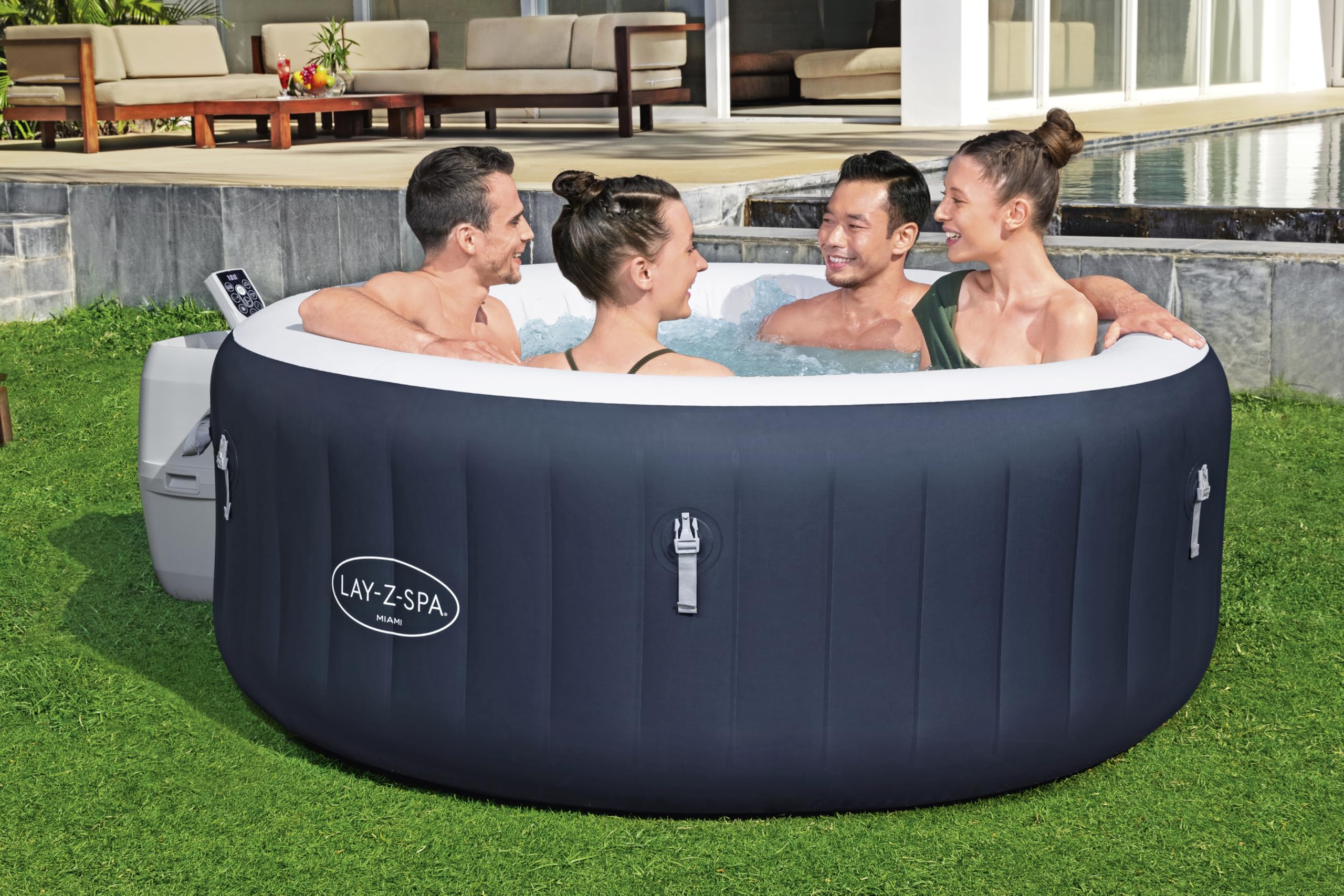 Bestway - Spa Gonflable Miami AirJet Efficacité énergétique pour 2 à 4 Personnes - 180 cm x 180 cm x 66 cm - Bleu